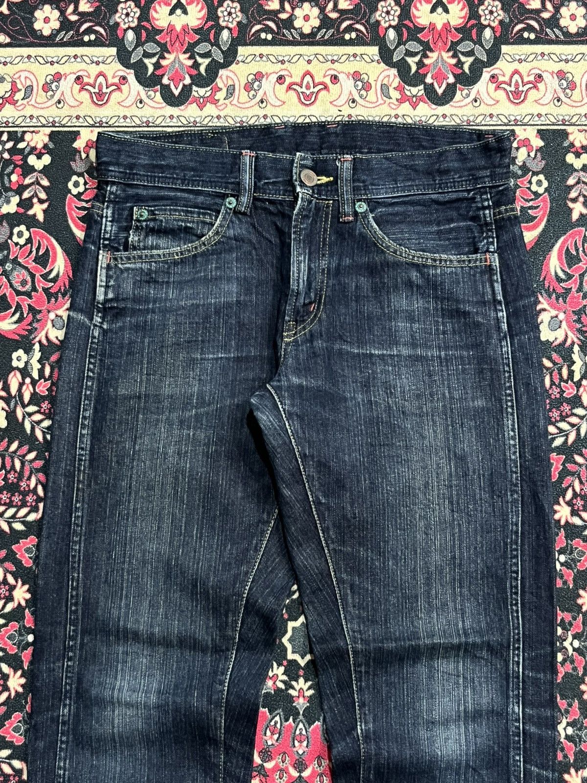 Le Grande Bleu (L.G.B.) Vintage Japanese Brand GL Heart Dark Blue Wash Straight Jean Size US 31 - 4 Thumbnail