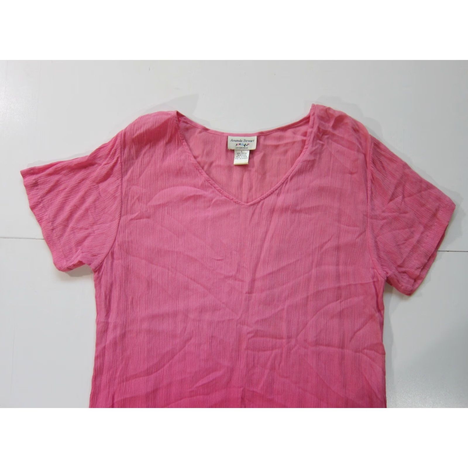 Vintage Amanda Stewart 100% Rayon Pink Ombre Short Sleeve Maxi Dress Women Large Size 36" / US 14 / IT 50 - 5 Thumbnail