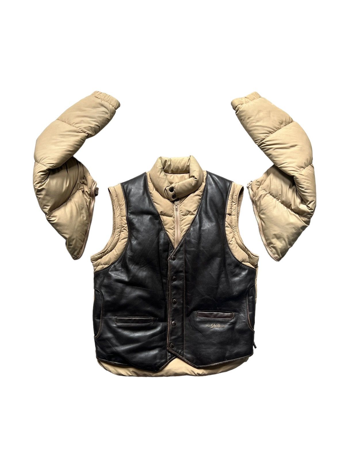 Schott Vintage Schott Western Puffer Down Vest Jacket Size US L / EU 52-54 / 3 - 1 Thumbnail