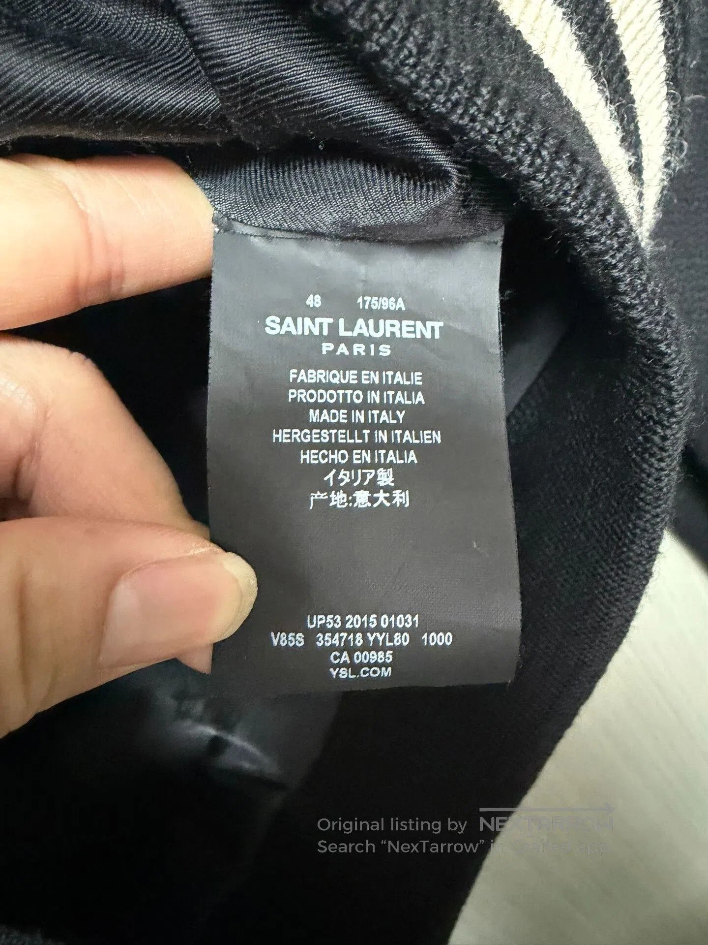 Yves Saint Laurent YSL Black Leather Patchwork Baseball Jacket. Size US M / EU 48-50 / 2 - 4 Thumbnail