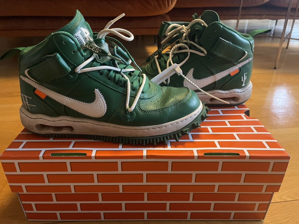 Nike × Off-White NIKE AIR FORCE 1 MID OFF-WHITE PINE GREEN Size US 9.5 / EU 42-43 - 3 Thumbnail