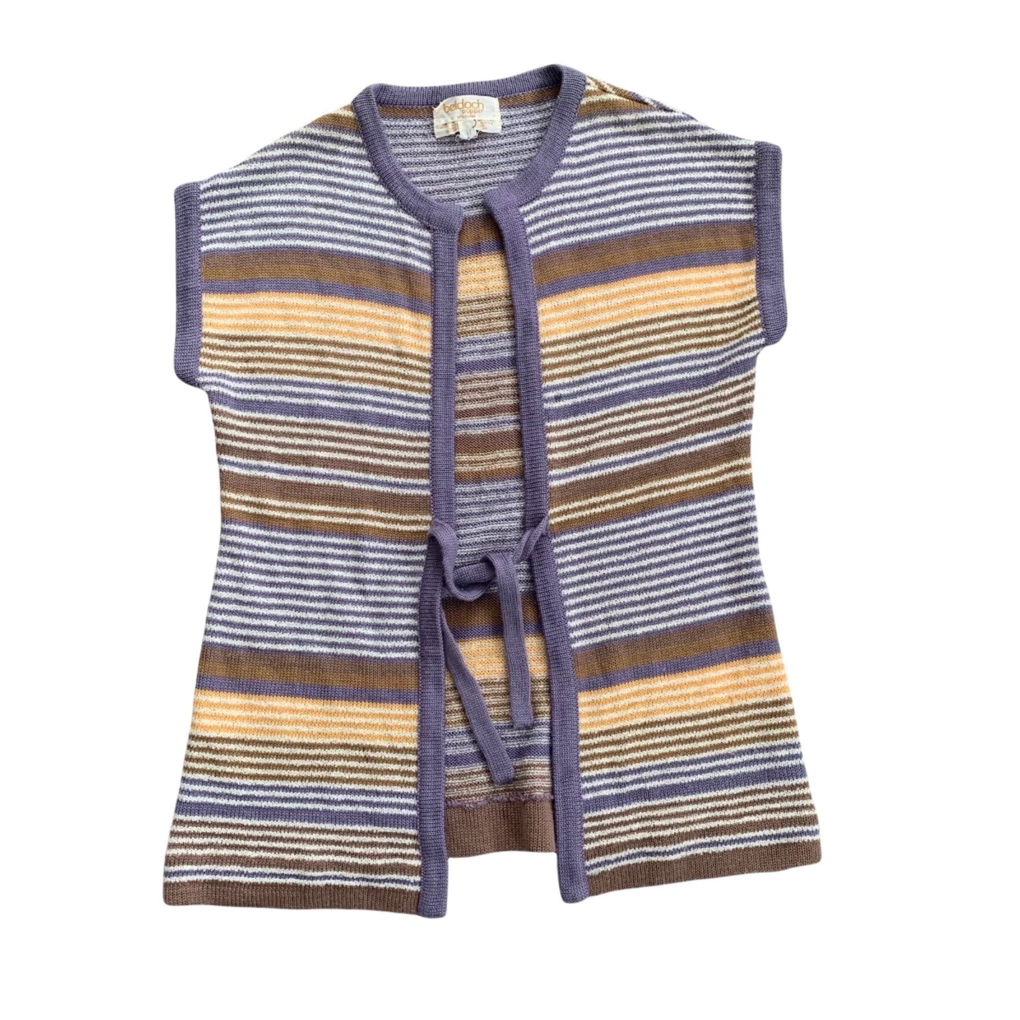 Vintage Vintage Beldoch Popper Wool Boho Striped Sleeveless Sweater Size L / US 10 / IT 46 - 1 Thumbnail