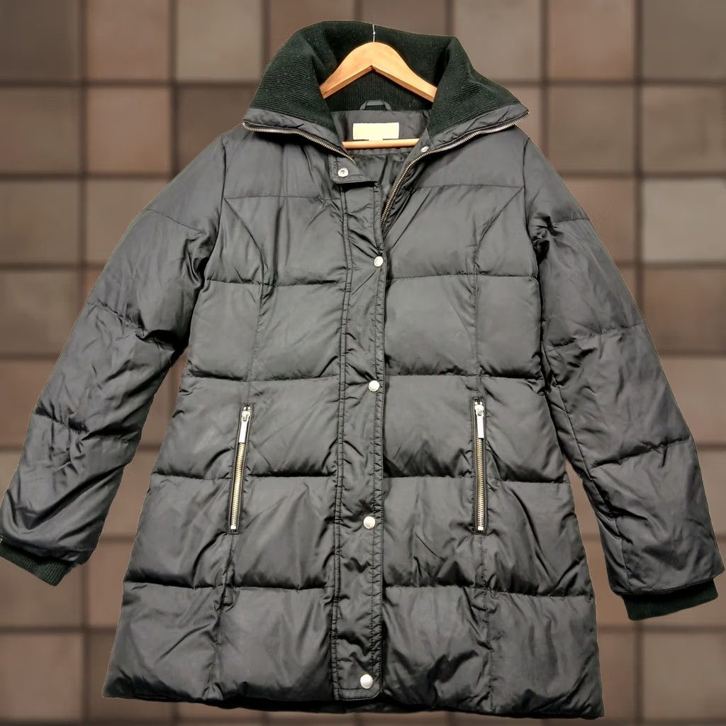 Vintage Michael Kors Women's Down Puffer Coat Small Black Zip Front Quilted Jacket (Coat) Size S / US 4 / IT 40 - 1 Thumbnail
