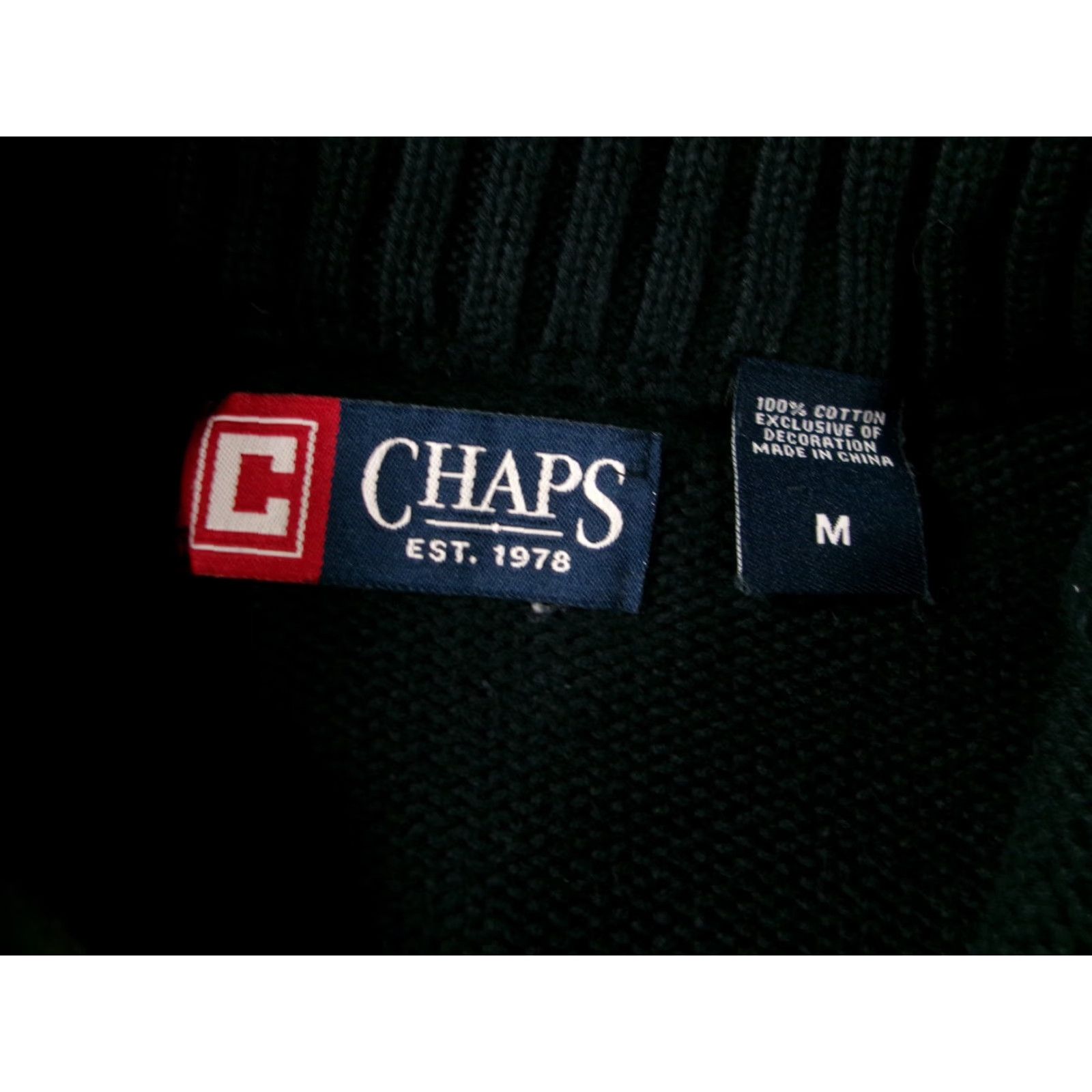 Chaps Chaps Sweater Mens Medium Blue Black White Stripe Pullover Cotton Logo 1/4 Zip Mock Neck Knitted Knit All Seasons Classic Preppy Size US M / EU 48-50 / 2 - 7 Thumbnail