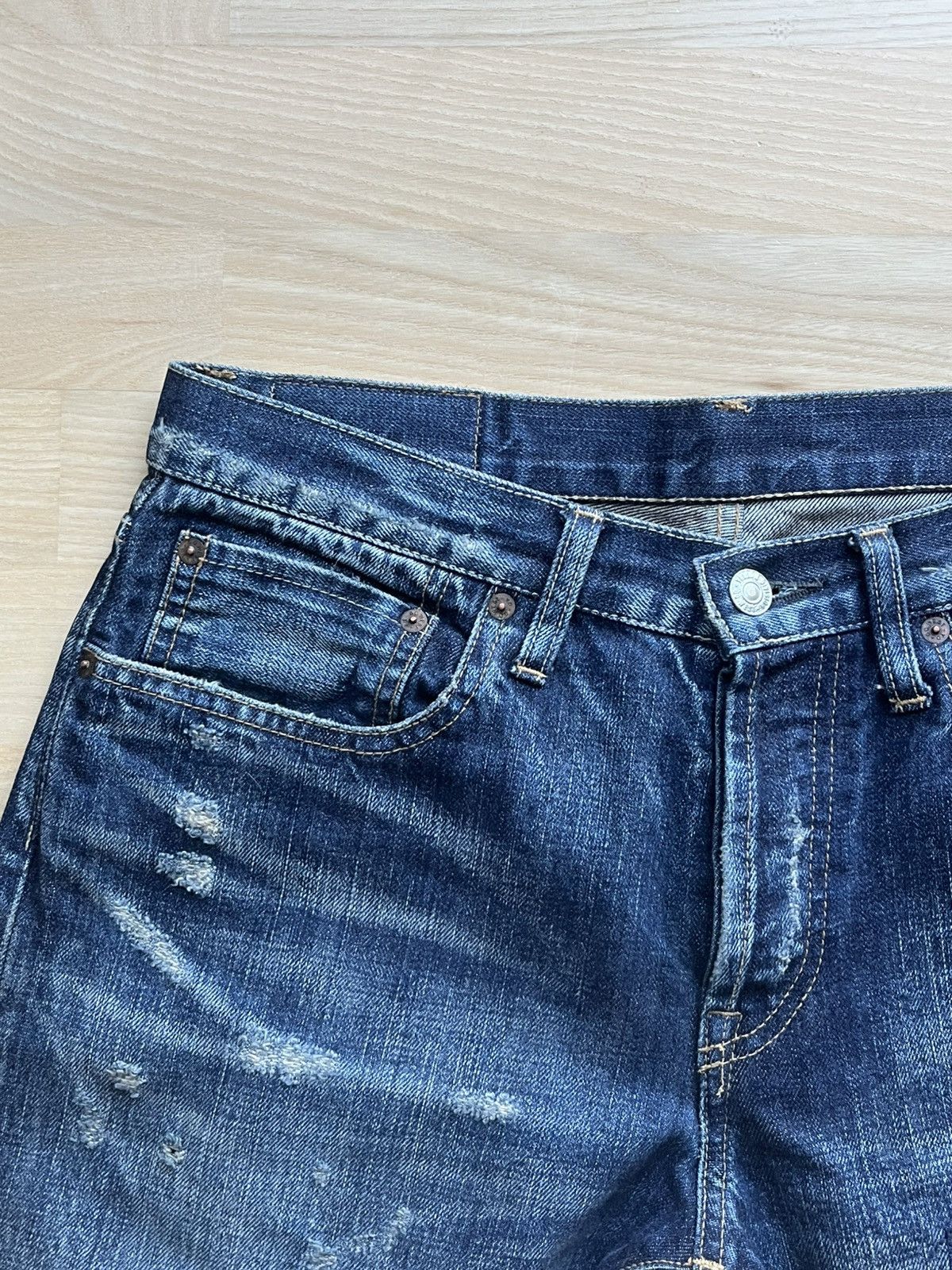 Levi's Vintage Clothing Distressed Sashiko Boro Jeans Size US 30 / EU 46 - 12 Thumbnail