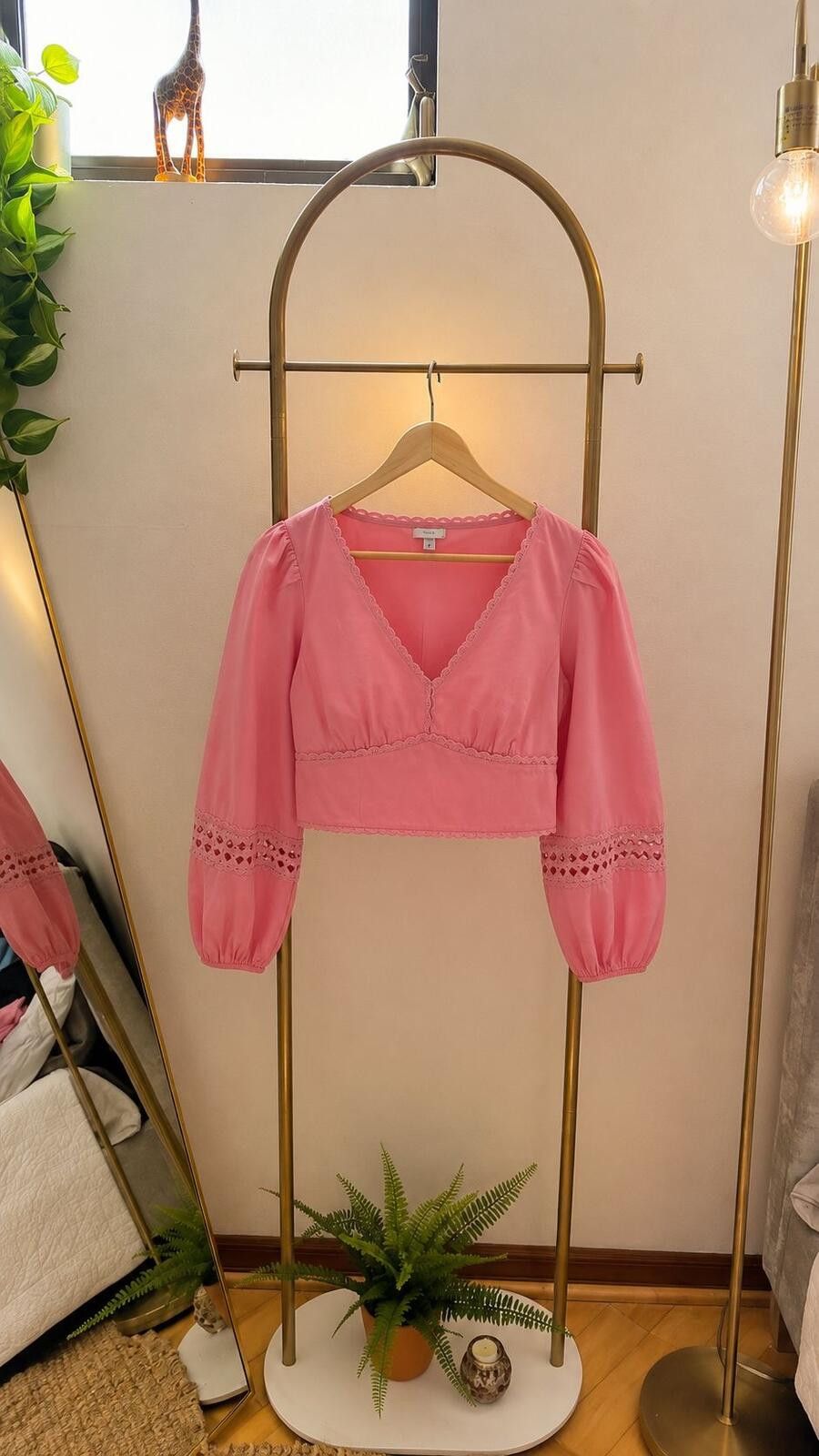 Other NWT S Pink Womens Crop blouse Size S / US 4 / IT 40 - 3 Thumbnail