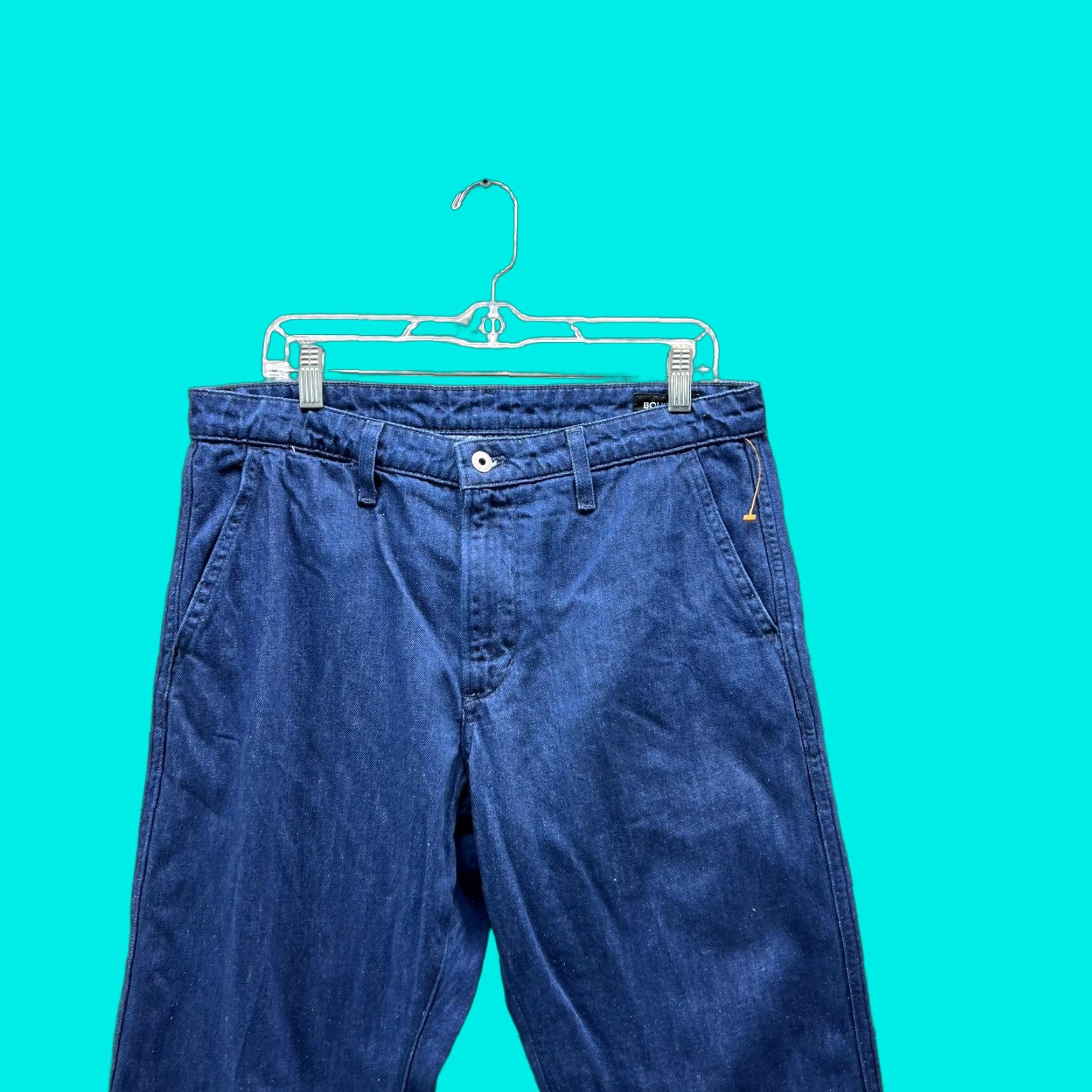 Bonobos Bonobos Pants Men 33x28 Blue Canvas Chino Flat Front Casual Cotton Trouser Vintage Size US 33 - 1 Thumbnail