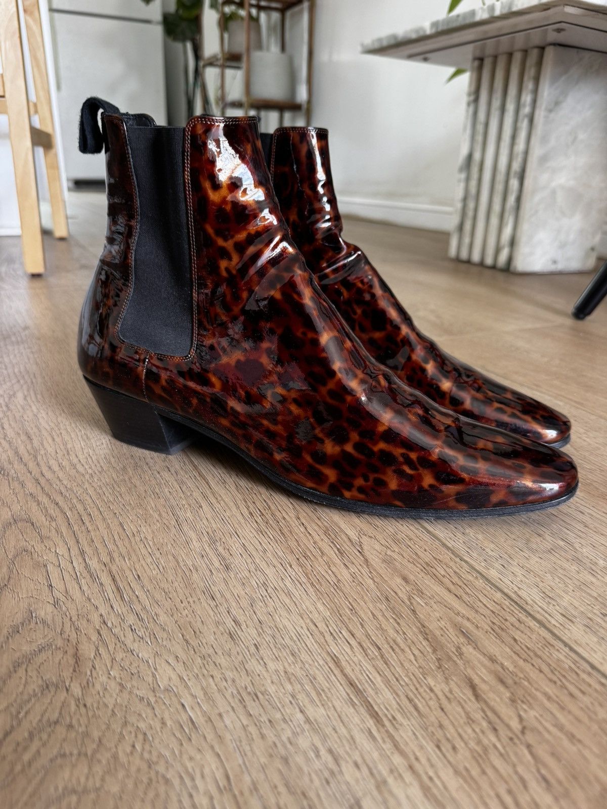 Saint Laurent Paris Dylan Patent Tortoise Boots 45 Size US 12 / EU 45 - 2 Thumbnail