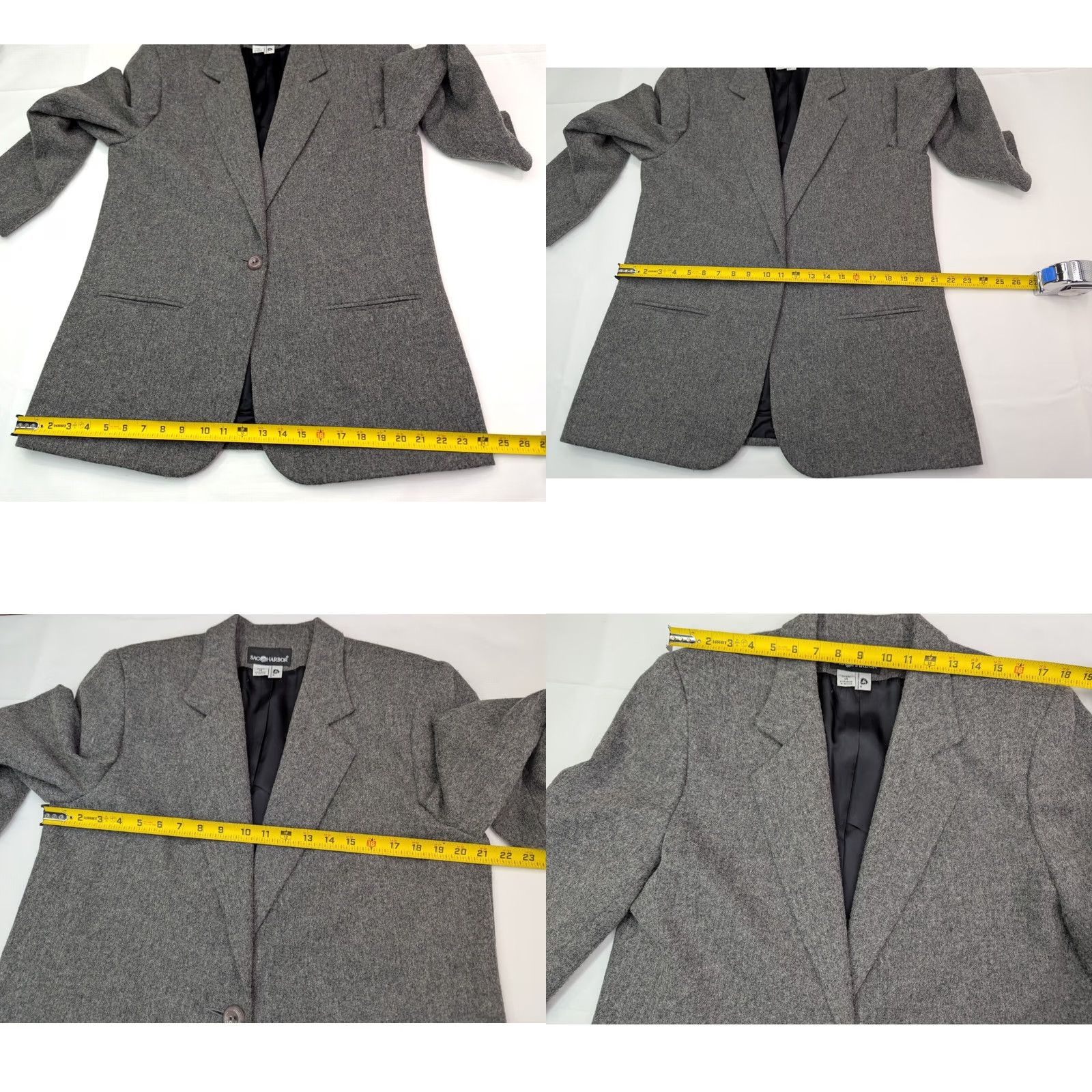 Vintage Sag Harbor Wool Blend Tweed Coat Women 14 Mid-Length Button Closure Black Gray 90s Classic Sports Vintage Womens Size XL / US 12-14 / IT 48-50 - 8 Thumbnail