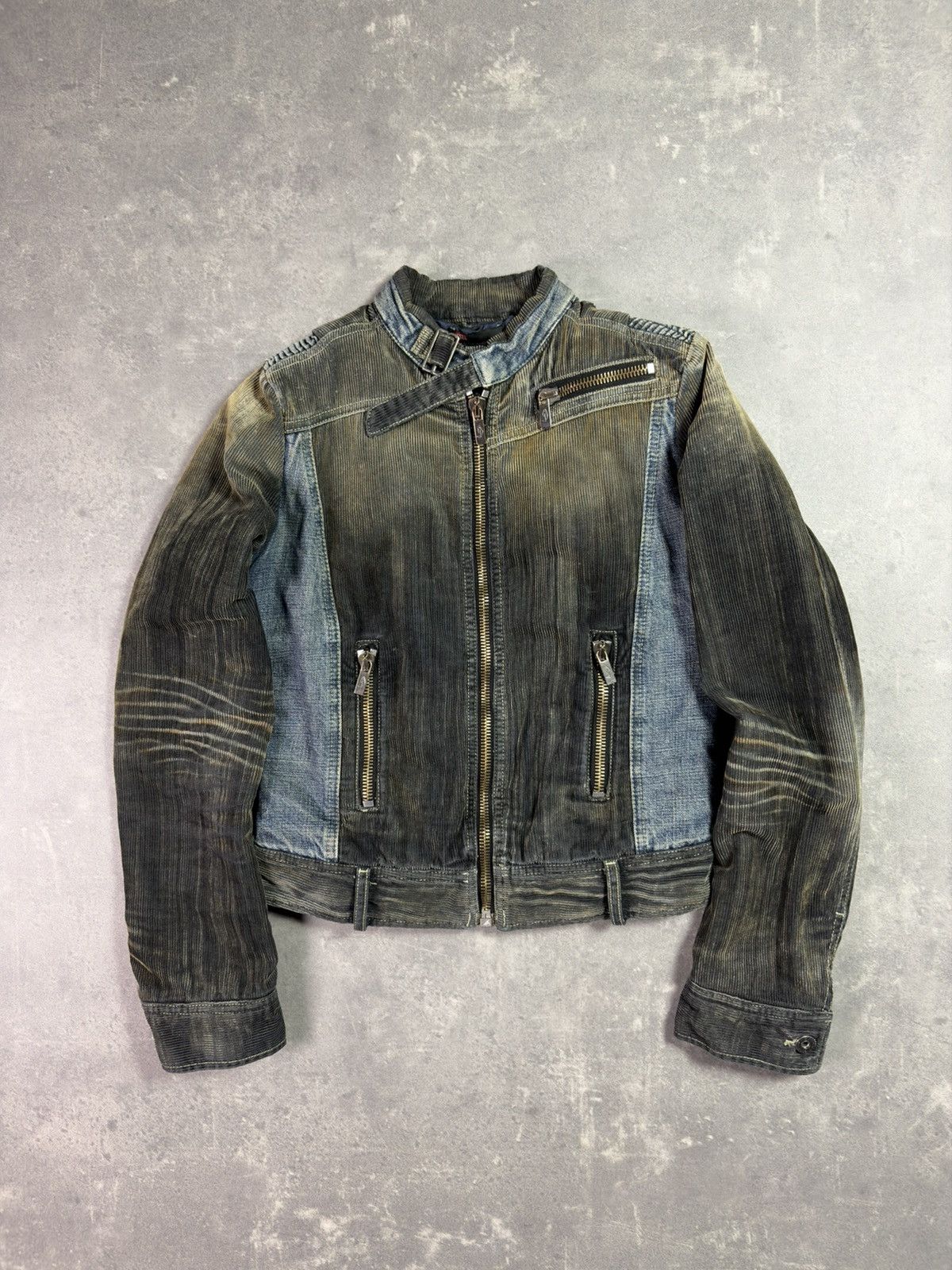 Diesel 00s Diesel Corduroy Racing Moto Cropped Denim Jacket M S Size M / US 6-8 / IT 42-44 - 1 Thumbnail