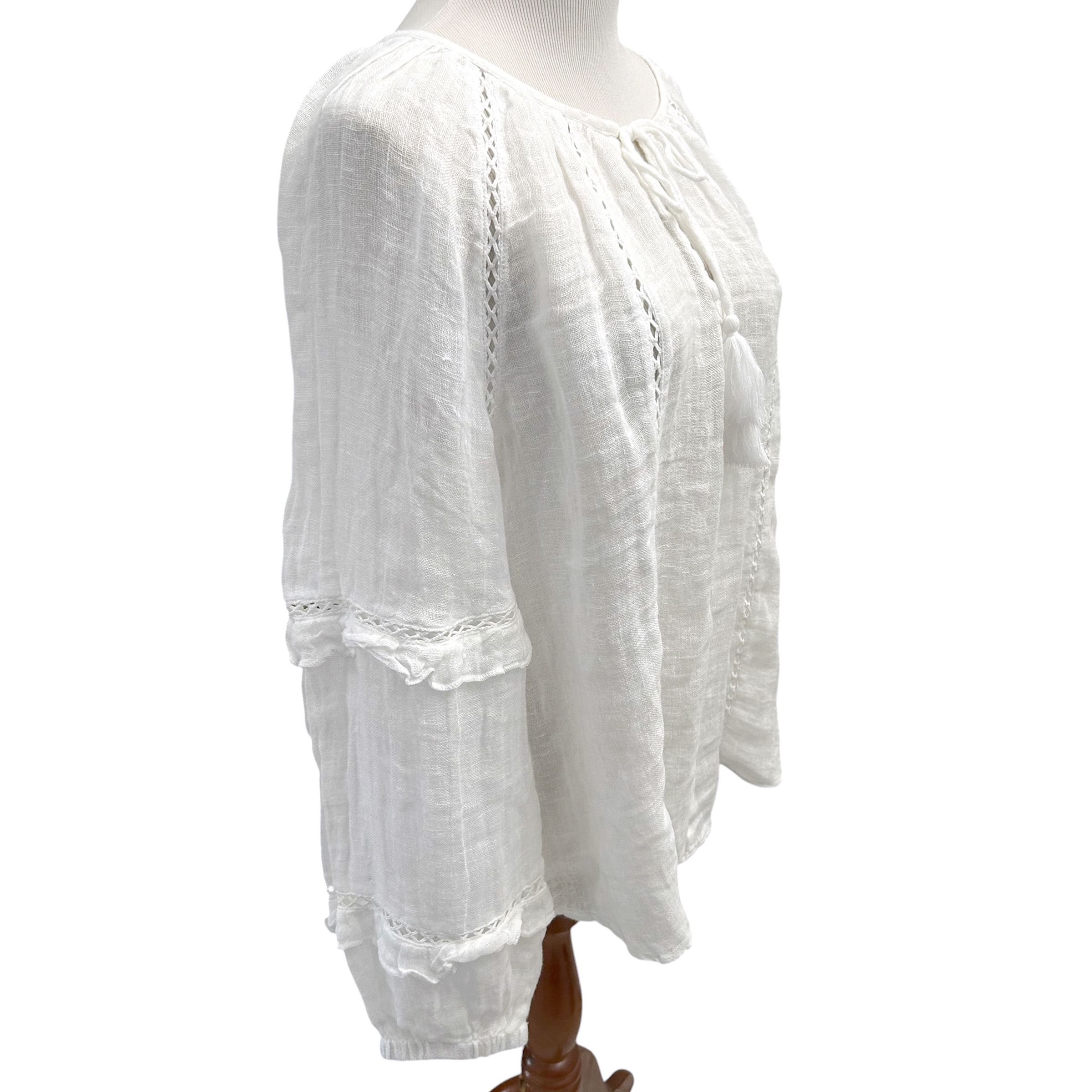 Other Sundance Size S White Loose Fit Linen Gauze Pullover Blouse Size S / US 4 / IT 40 - 4 Thumbnail