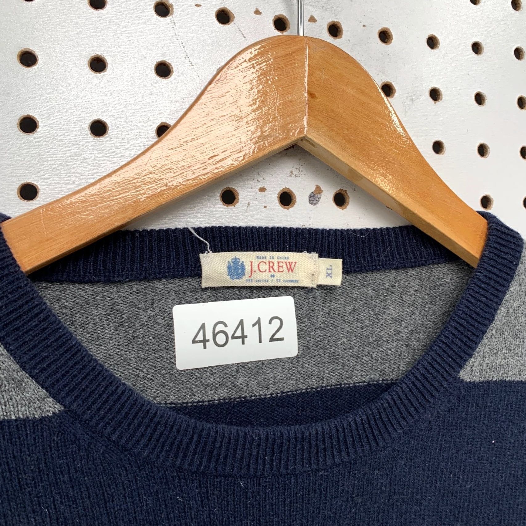 J.Crew J. CREW Sweater Mens XL Blue Gray Striped Cotton Cashmere Blend Preppy Pullover Size US XL / EU 56 / 4 - 4 Thumbnail