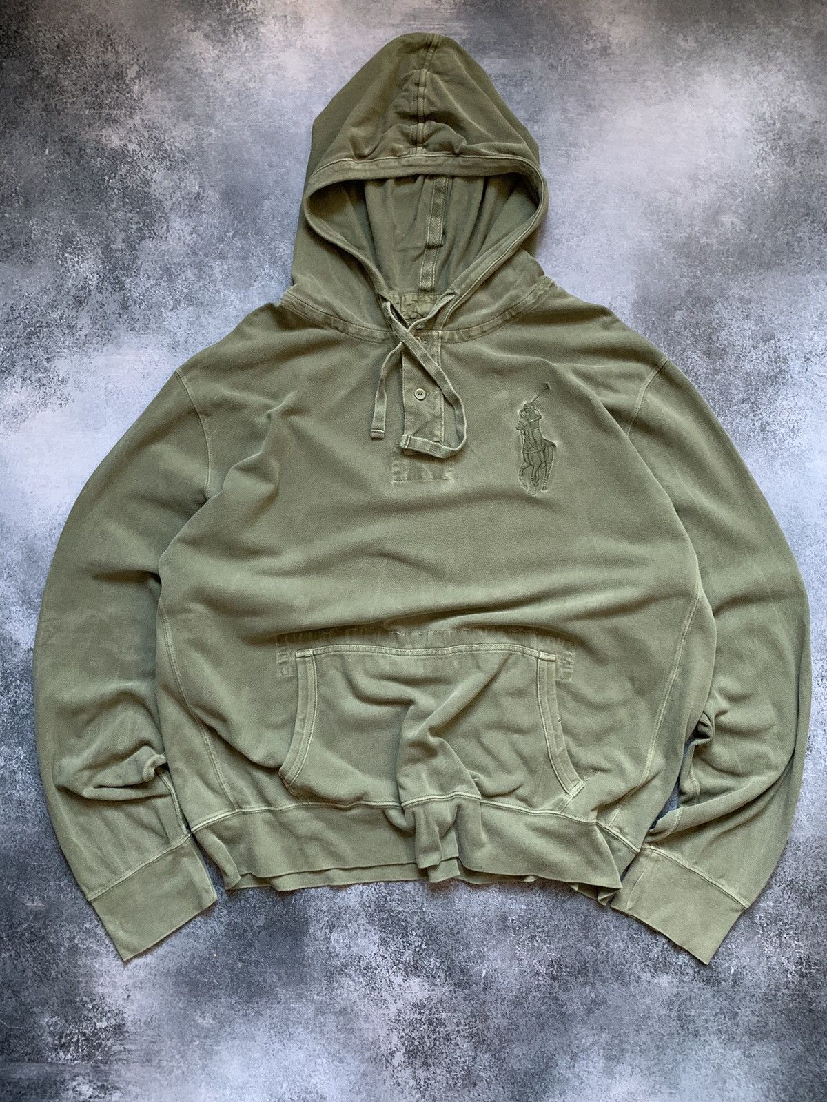 Japanese Brand × Polo Ralph Lauren × Vintage Vintage Polo Ralph Lauren Washed Big Logo Hoodie y2k Size US XL / EU 56 / 4 - 1 Thumbnail