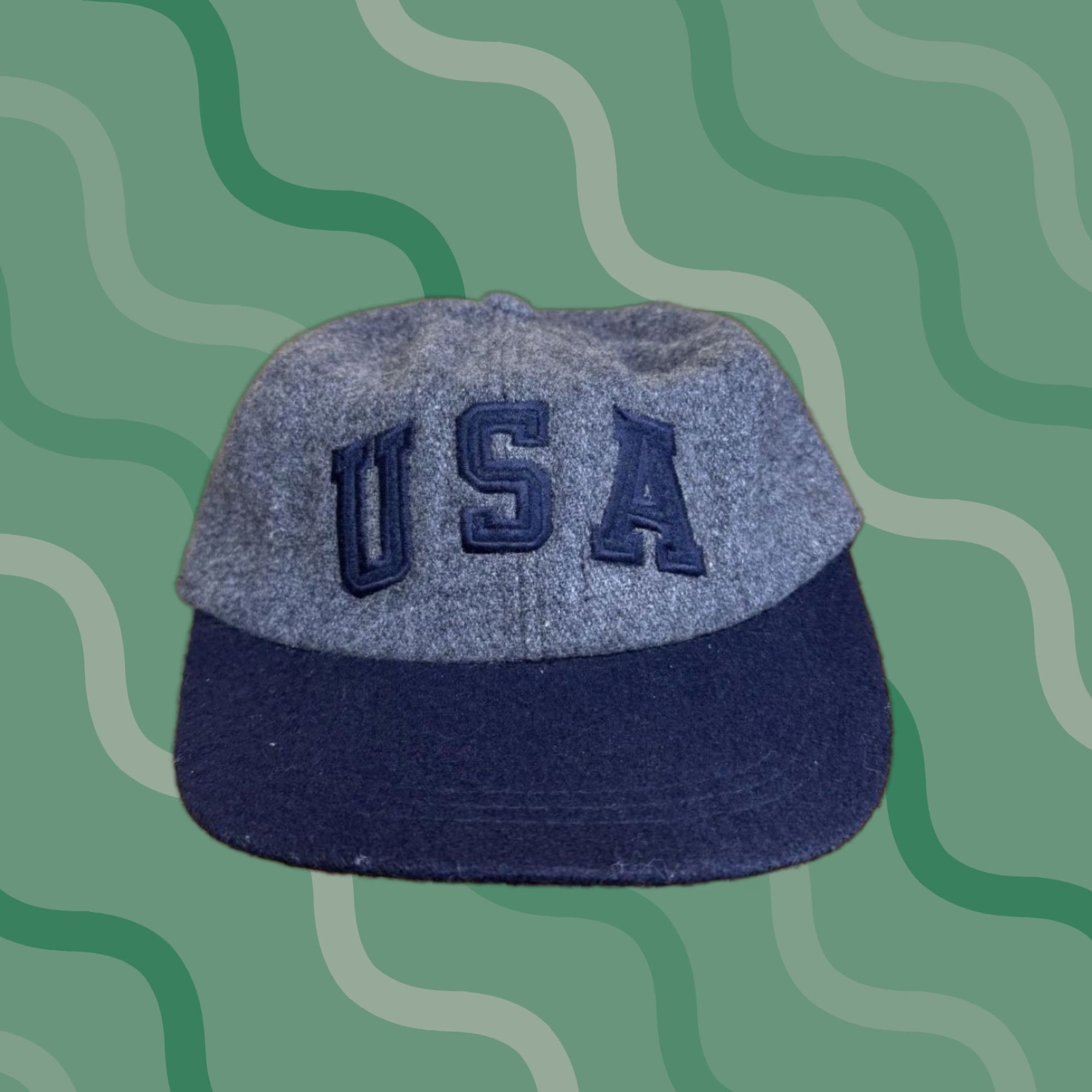 Vintage VINTAGE USA Hat Cap Strap Back Mens Gray Navy Wool Baseball Embroidered Style Size ONE SIZE - 1 Thumbnail