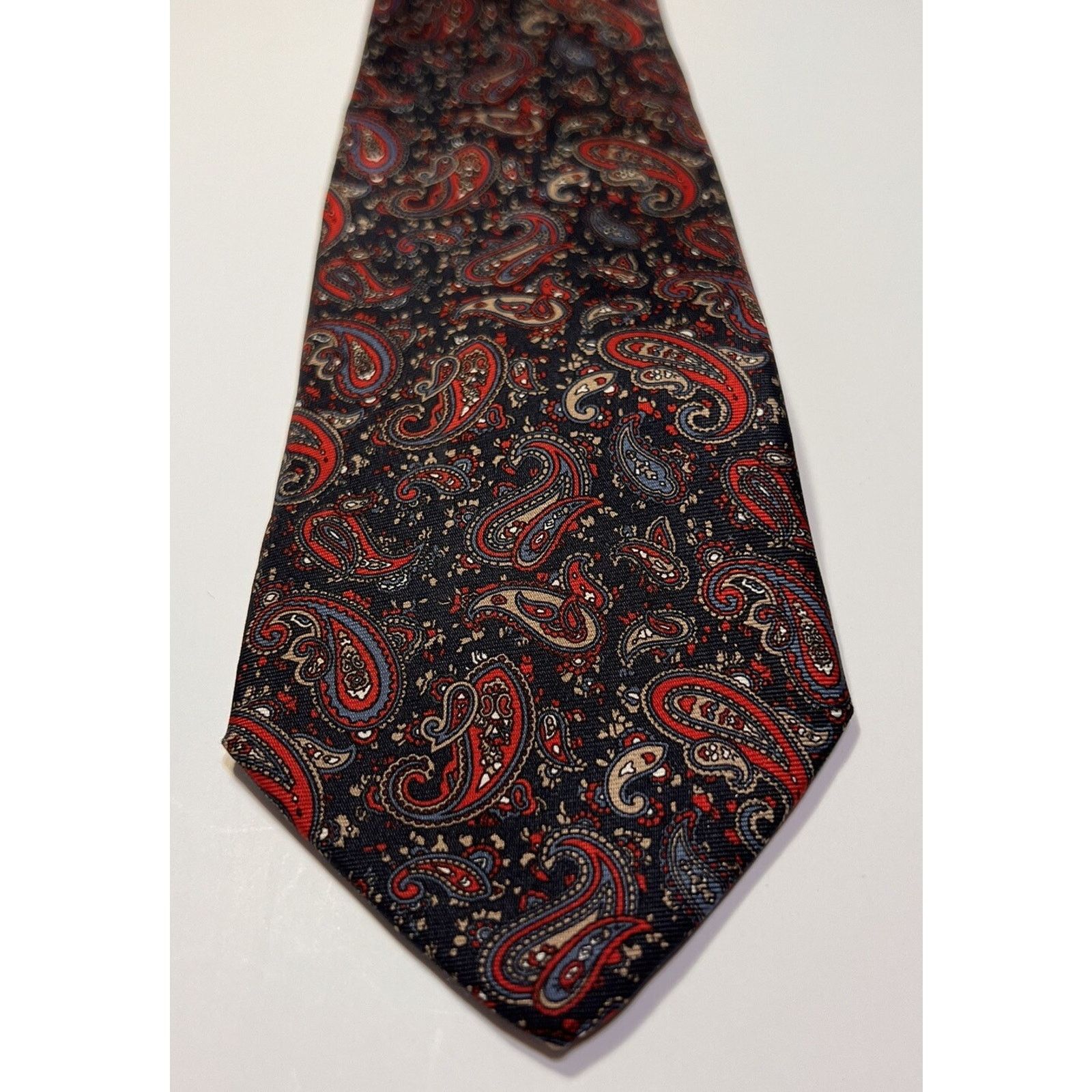 Dior Vintage Christian Dior Necktie Mens Blue Burgundy Silk Size ONE SIZE - 2 Thumbnail