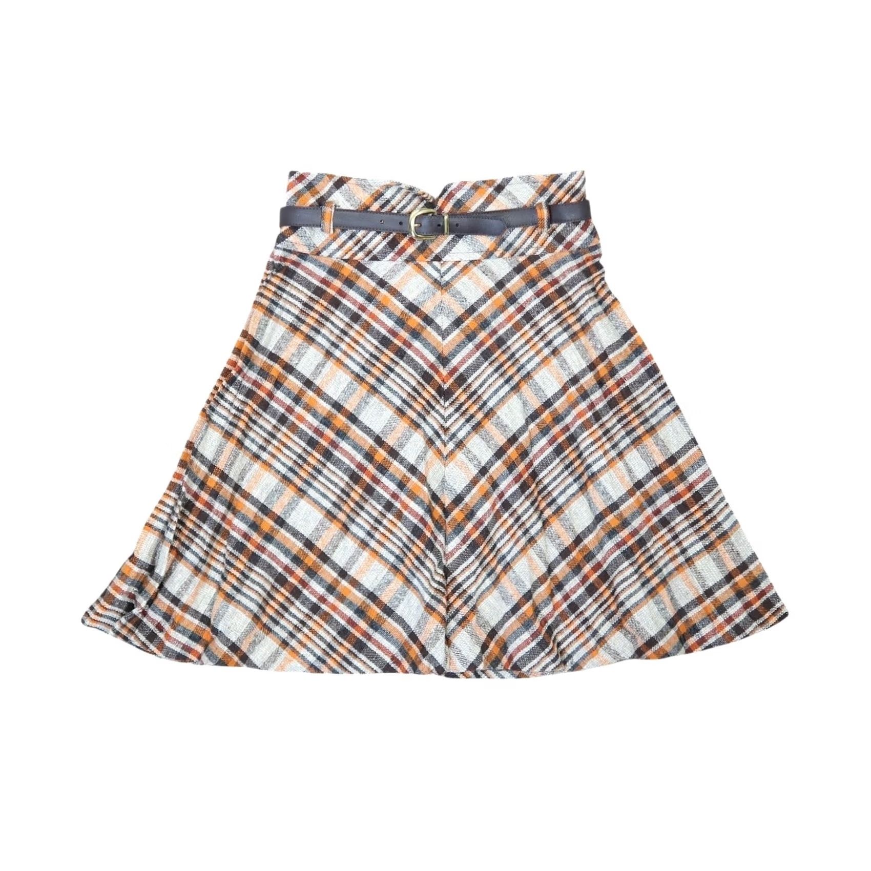 Vintage VINTAGE Tami Plaid Wool Pleated Mini Skirt 60s 70s Brown Tan Orange XS Women 25" High Waist Zip Back Bohemian Fall Winter Ul mi- 20" Length Women Size 26" / US 2 / IT 38 - 2 Thumbnail