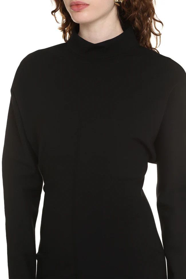 Saint Laurent Paris o1b1hav111124 Robe Crayon Manches Kimono Mini Dress in Noir Size XS / US 0-2 / IT 36-38 - 6 Thumbnail