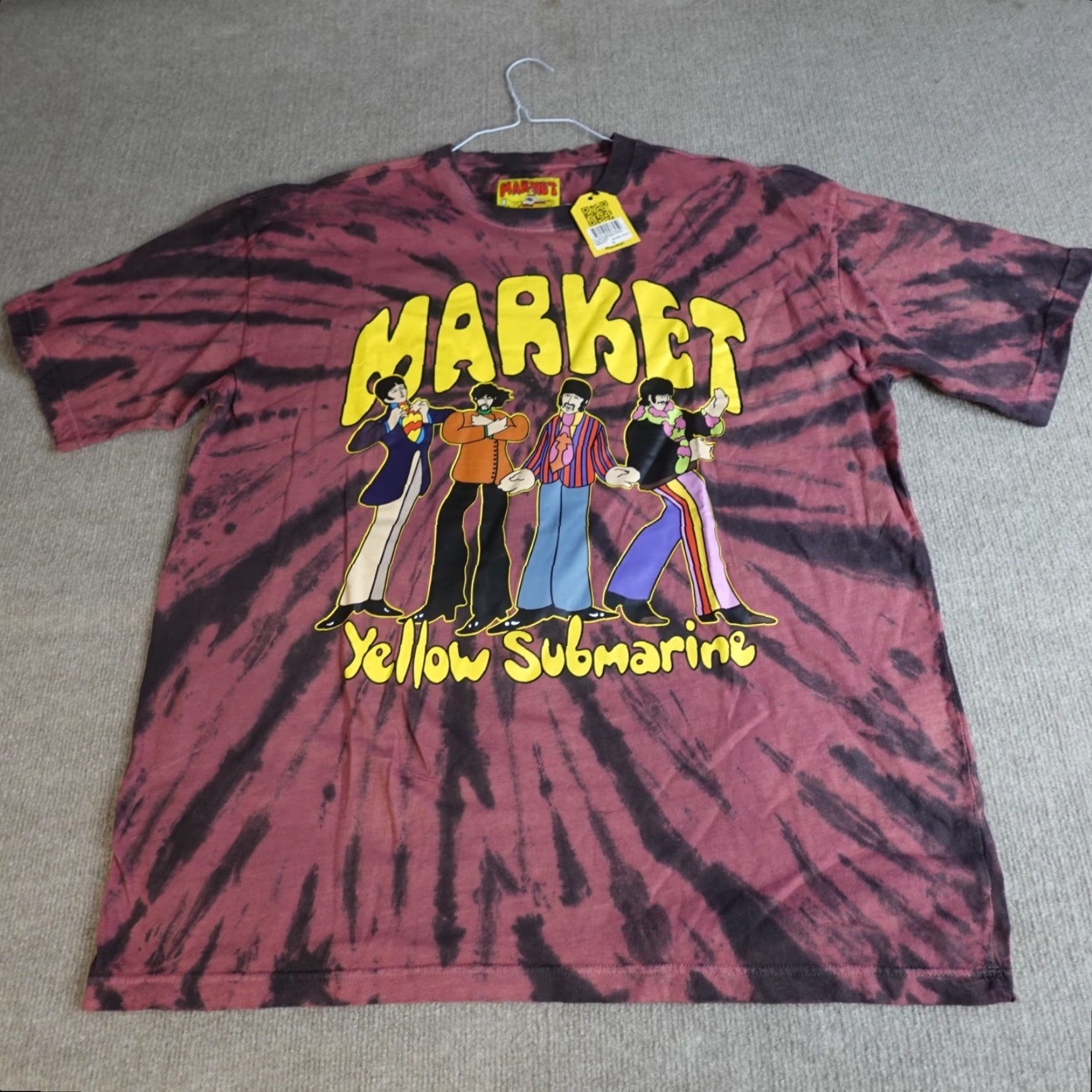 Market VINTAGE Market Shirt Large Red Black Tie Dye Official Beatles Yellow Submarine NEW Mens L Red Shirts Size US L / EU 52-54 / 3 - 2 Thumbnail