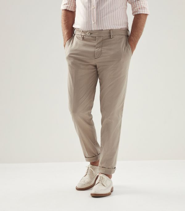 image of Brunello Cucinelli O1W1Db10424 Dyed Pants In Dark Beige, Men's (Size 38)