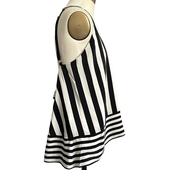 Bcbgmaxazria BCBG B&W Dana Striped Silk Halter Top - Large Size L / US 10 / IT 46 - 5 Thumbnail
