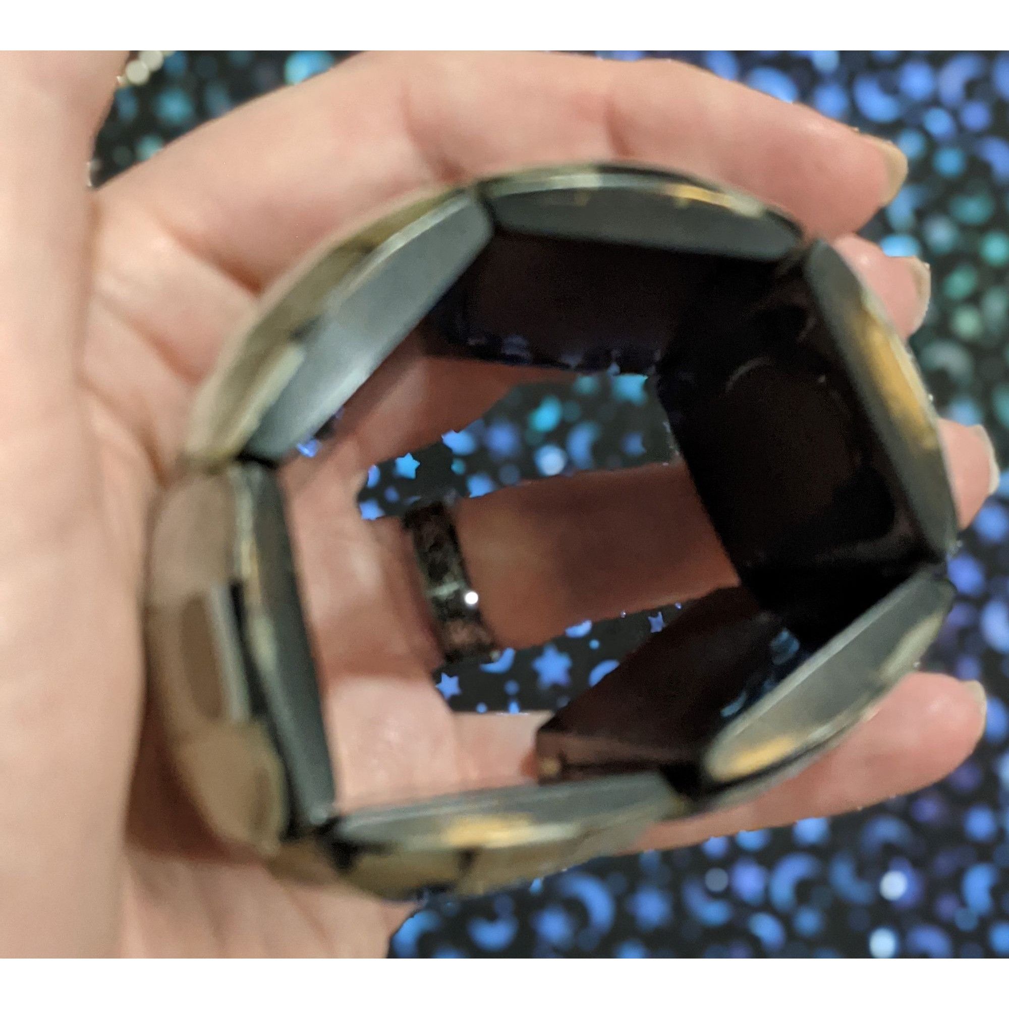 Other Chunky Black Shell Resin Panel Stretch Bracelet Size ONE SIZE - 3 Thumbnail