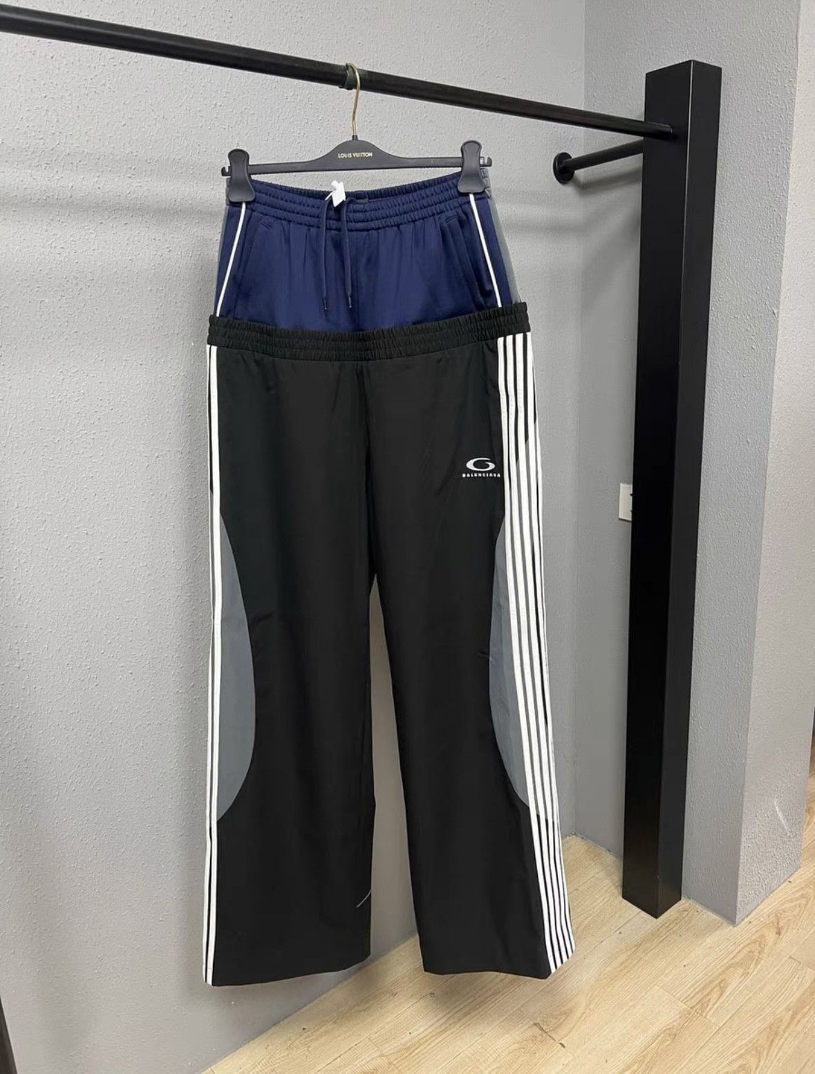 Balenciaga Black Blue double layer Paneled Sweatpants