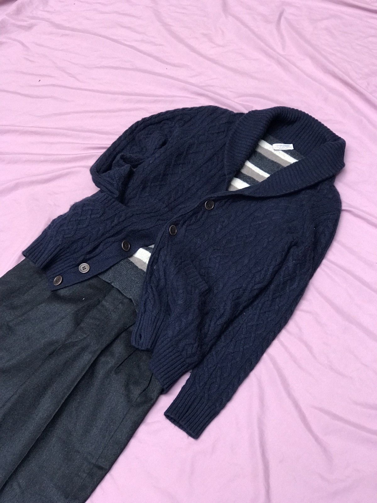 Other PURE CASHMERE CABLE KNIT SHAWL COLLAR CARDIGAN Size M / US 6-8 / IT 42-44 - 3 Thumbnail