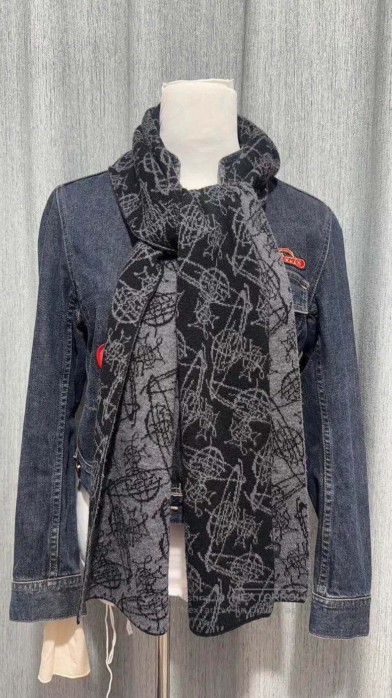 Vivienne Westwood Vivienne Westwood Black and Gray Two-Sided Saturn Scarf Size ONE SIZE - 2 Thumbnail