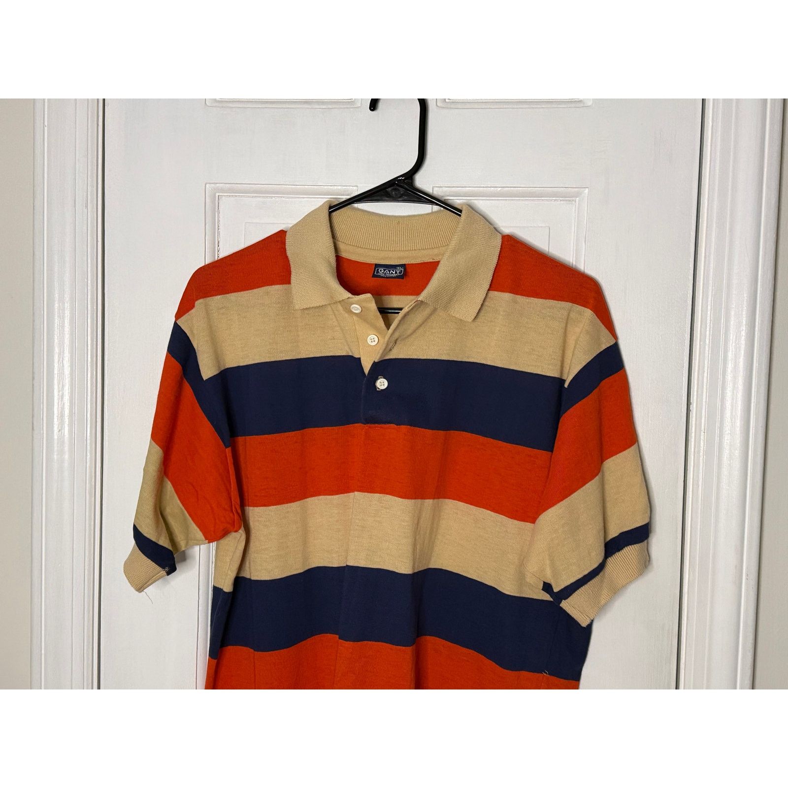 Gant Rugger GANT Rugger Men's Stripped Polo Orange/Cream/Blue XL Size US XL / EU 56 / 4 - 2 Thumbnail