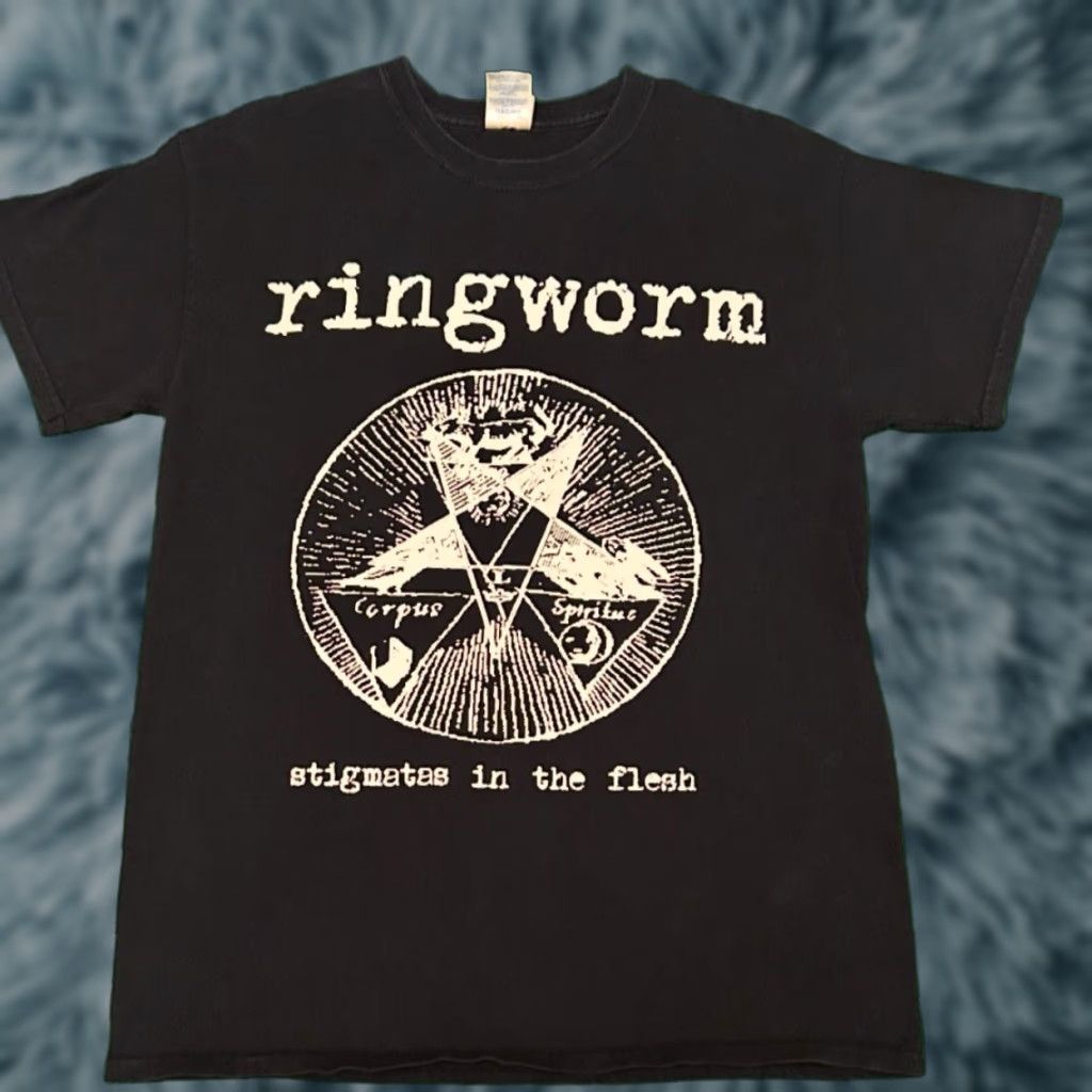 VINTAGE Ringworm Band Tee Shirt 90s Y2K Stigmatas In The Flesh Mens M Black Short Sleeve Rock Metal Emo Punk Grunge Dark Color Mens