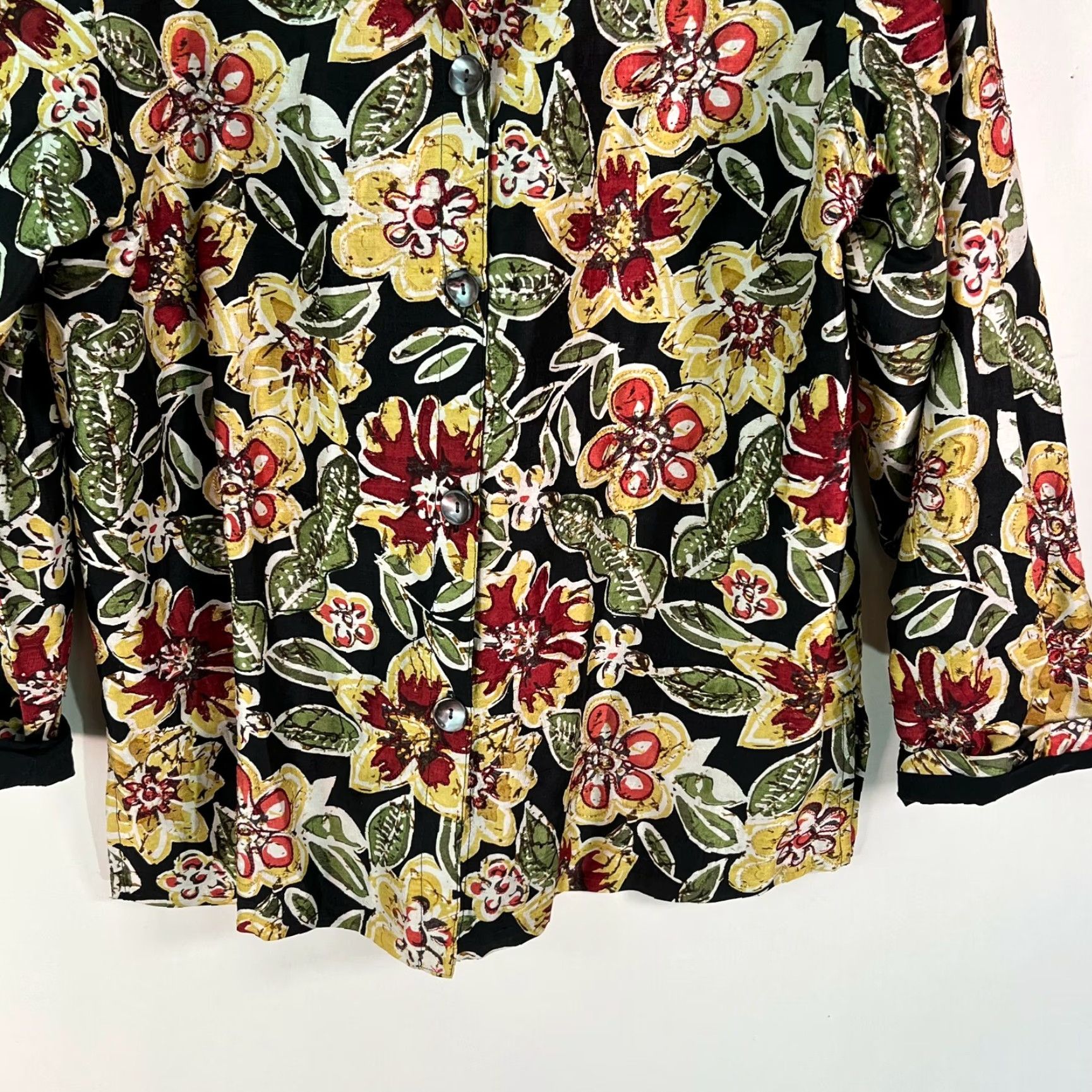 Laura Ashley Laura Ashley Shirt Jacket Woman Multicolor Floral 3/4 Sleeve Button Up Silk Rayon Collared M Size M / US 6-8 / IT 42-44 - 4 Thumbnail