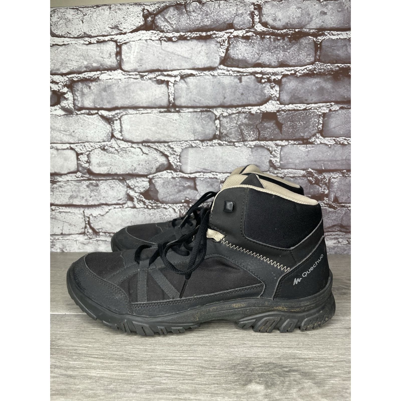 Other Quechua NH100 Black Mesh Lace Up Synthetic Mid Hiking Boots Size US 11.5 / EU 44-45 - 13 Thumbnail
