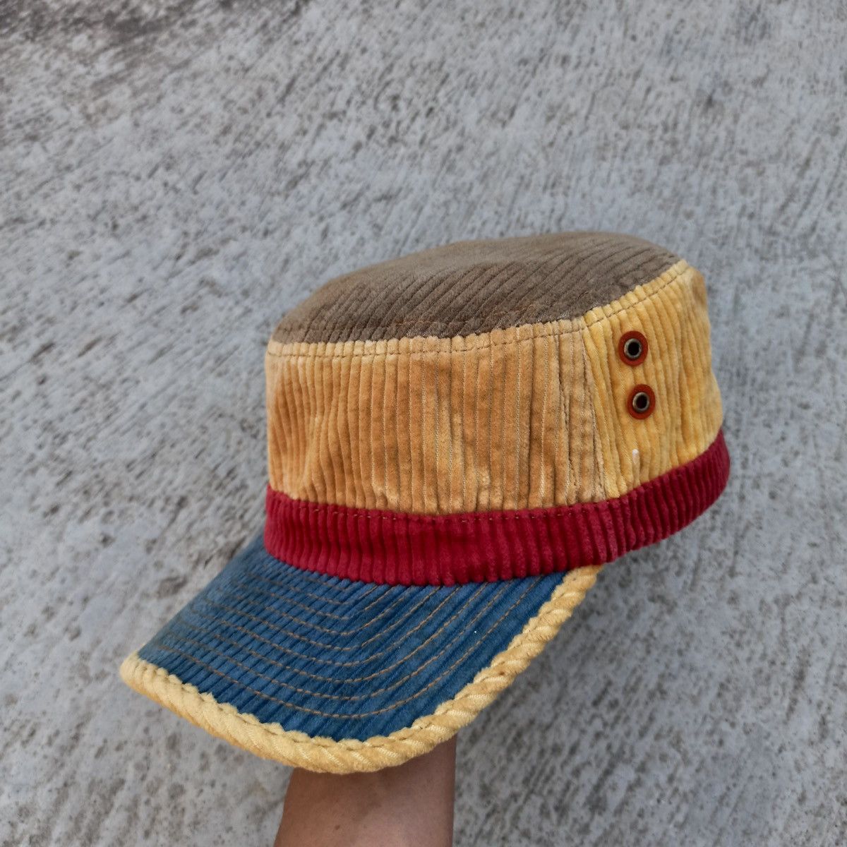 Other UNIQUE corduroy Patchwork cadet hat by grace Size ONE SIZE - 4 Thumbnail