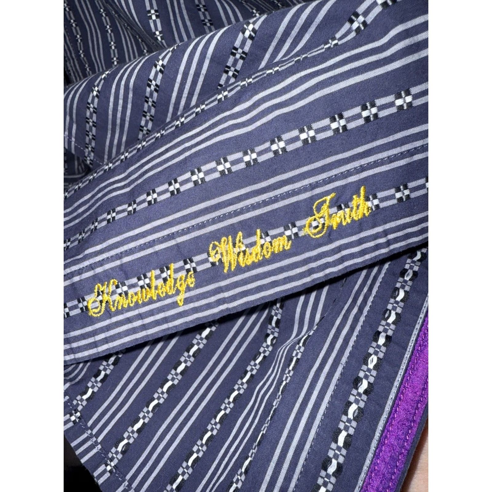 Robert Graham ROBERT GRAHAM Shirt Mens L Blue/Purple Striped Flip Cuff Size US L / EU 52-54 / 3 - 6 Thumbnail