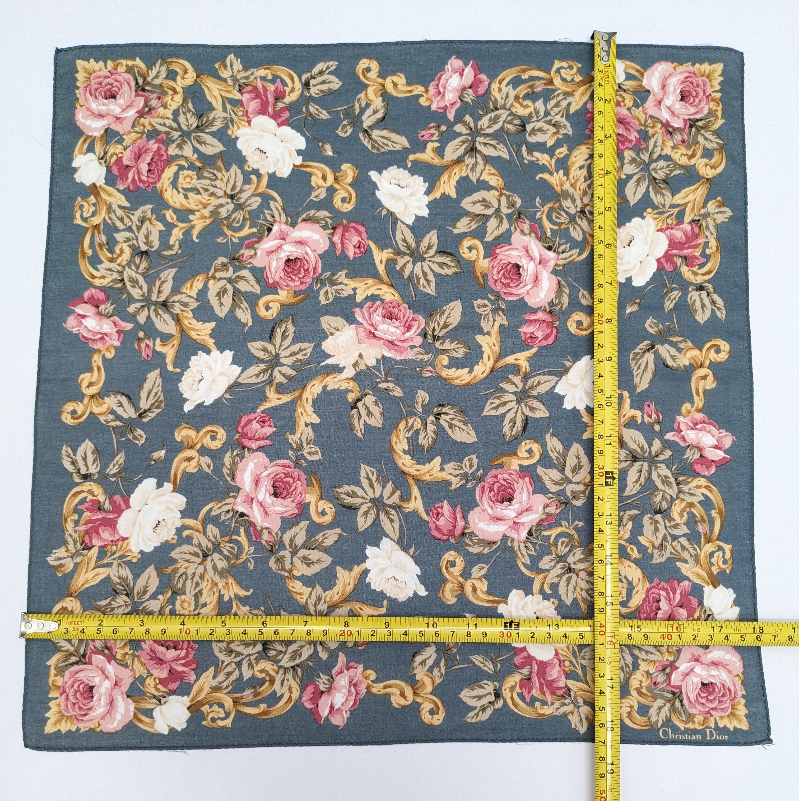 Christian Dior Monsieur VINTAGE CHRISTIAN DIOR FLORAL SILK HANDKERCHIEF Size ONE SIZE - 4 Thumbnail