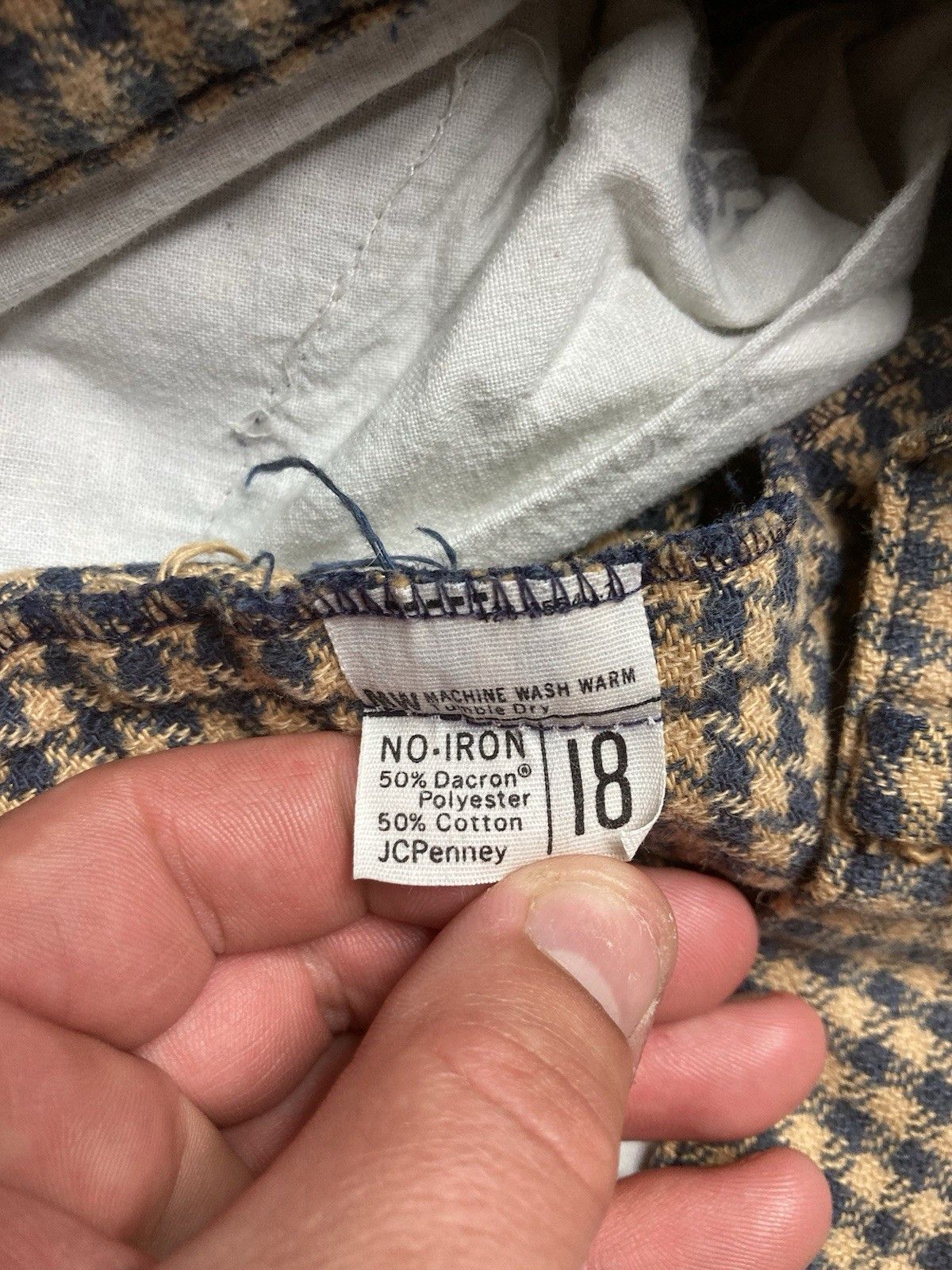 JCPenney × Vintage 70s bell bottom flare pants houndstooth checkered 18 28x28 Size 28" / US 6 / IT 42 - 5 Thumbnail