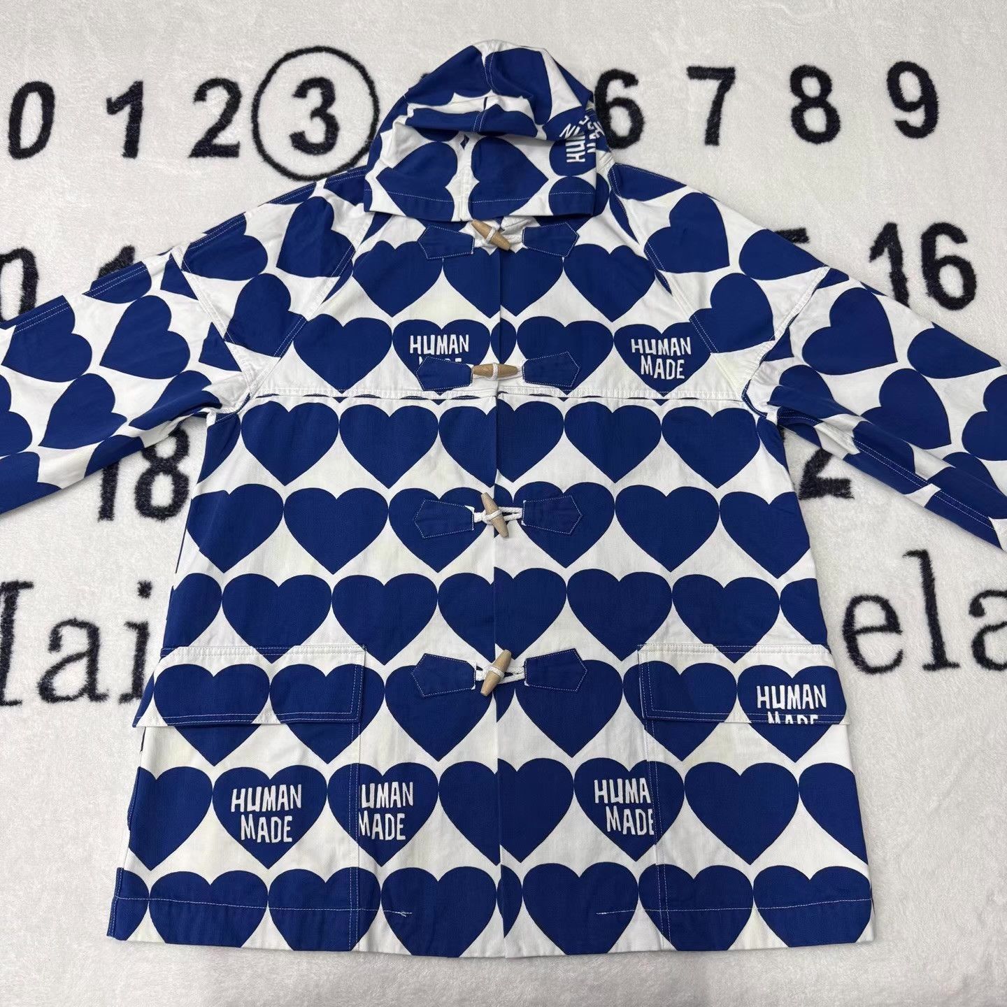 Human Made Blue and White Heart Print Toggle Hooded Jacket Size US XL / EU 56 / 4 - 1 Thumbnail