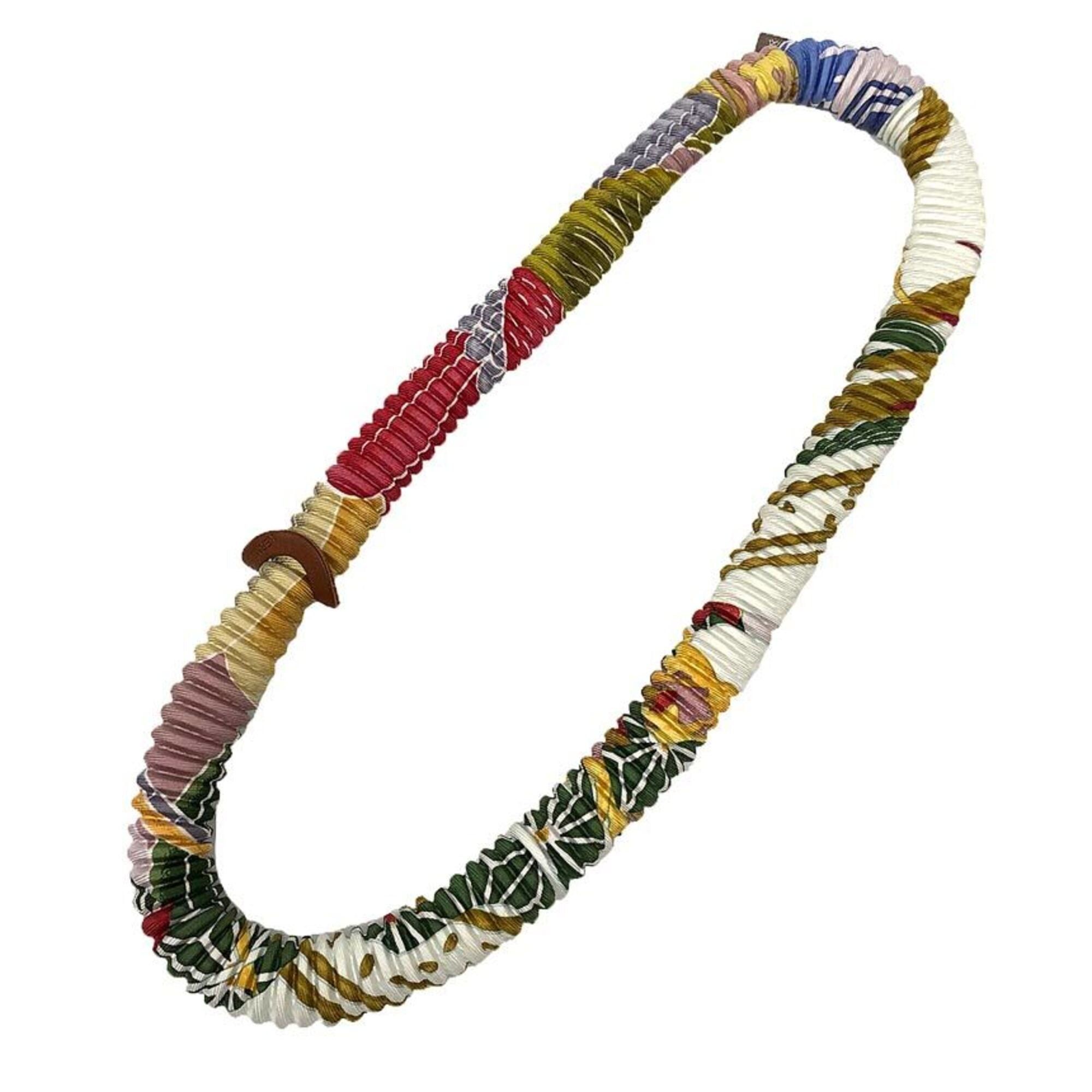 Hermes Hermes Petit H (Petit H) Pleated Silk Necklace, White Size ONE SIZE - 1 Thumbnail