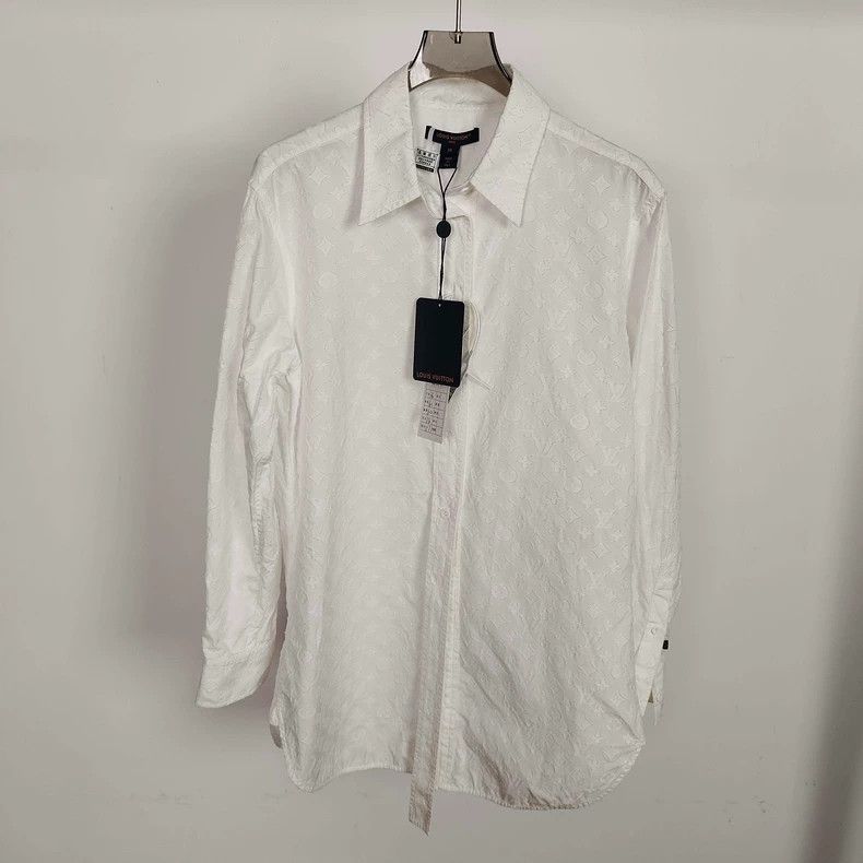 Louis Vuitton White tri-flower full-print cotton shirt
