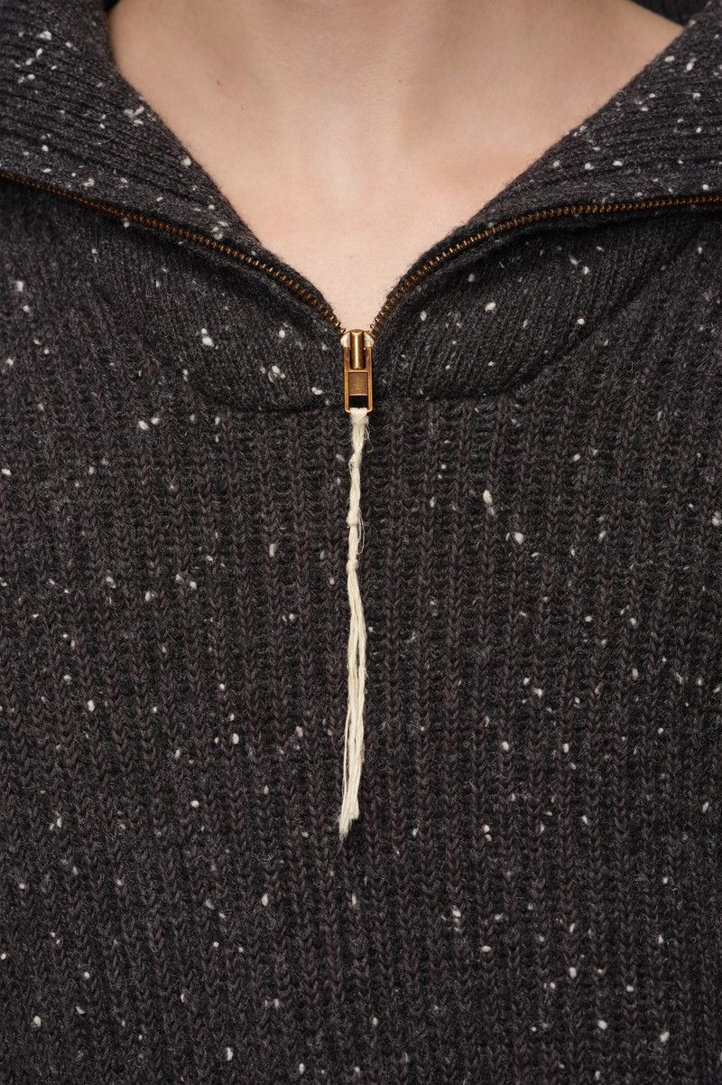 Maison Margiela o1w1db10526 Zip-neck Textured Knit Sweater in Dark Grey Size US L / EU 52-54 / 3 - 2 Thumbnail