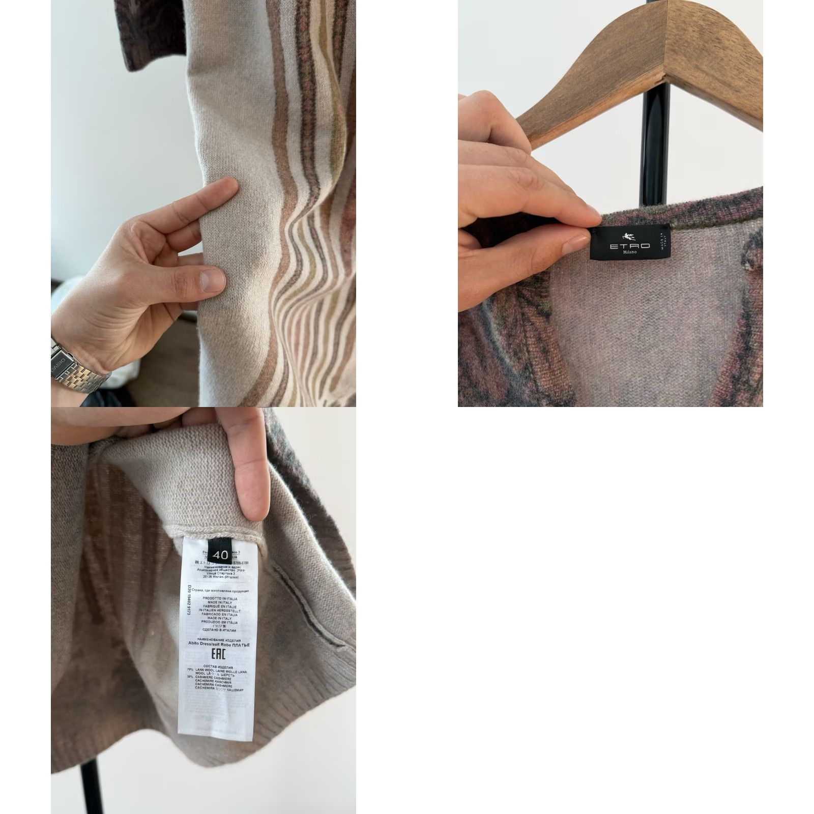 Etro LUXURY ETRO ABITO WOOL CASHMERE FANTASIA DRESS WOMEN SIZE 40 Made In Italy Size L / US 10 / IT 46 - 9 Thumbnail