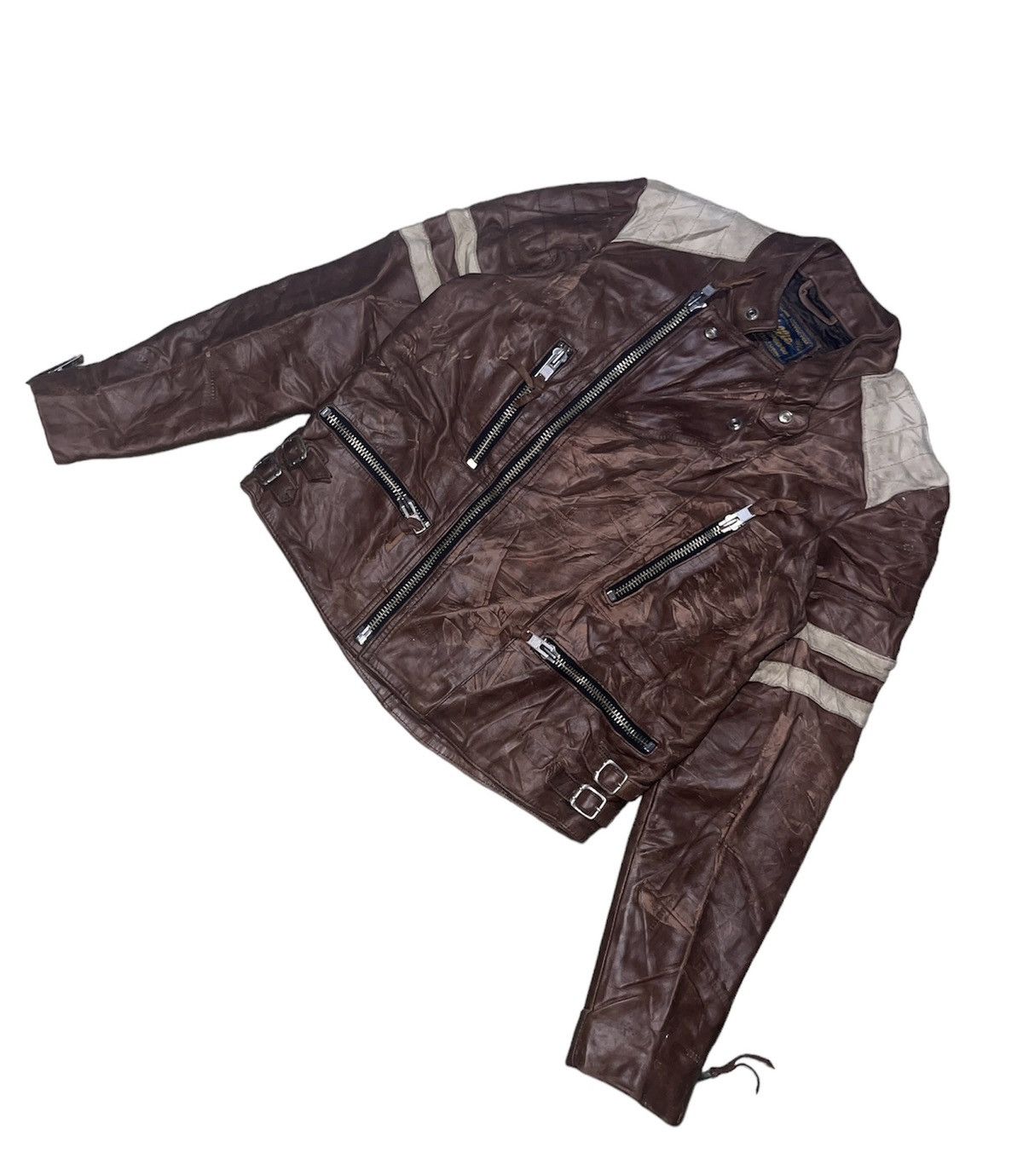 Vintage WILLIE Retro Racing Jacket Zipper Chest Buckle Straps Size US S / EU 44-46 / 1 - 6 Thumbnail