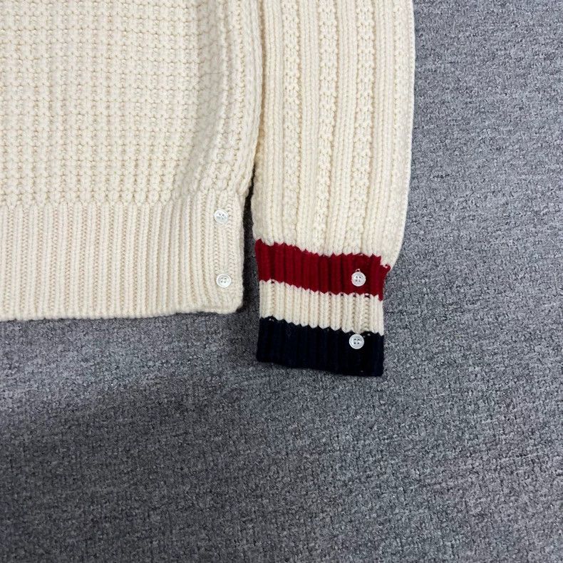 Thom Browne Thom BrowneCuff striped beige sweater 2503-Nextarrow Size US L / EU 52-54 / 3 - 4 Thumbnail