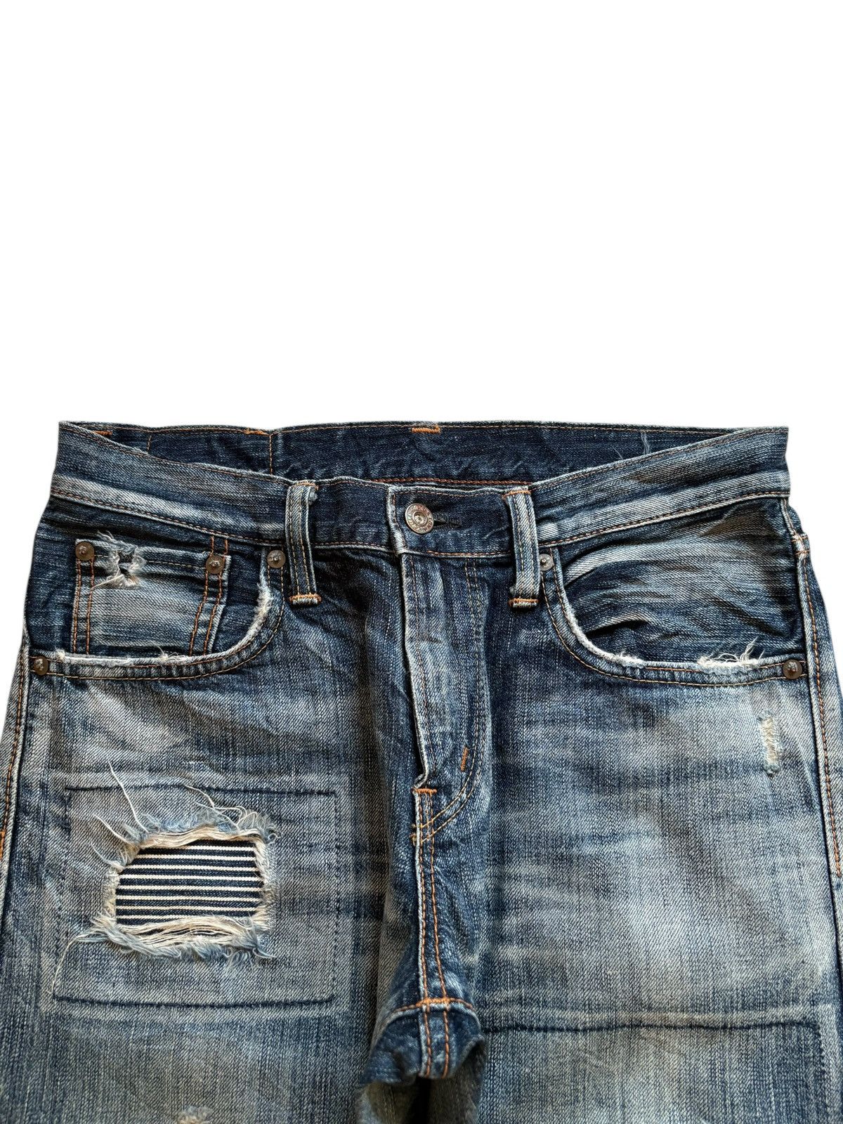Edwin × Japanese Brand Rebel Vintage Edwin 503 Paint Patch Distress Rip Loose Jean Size US 29 - 4 Thumbnail