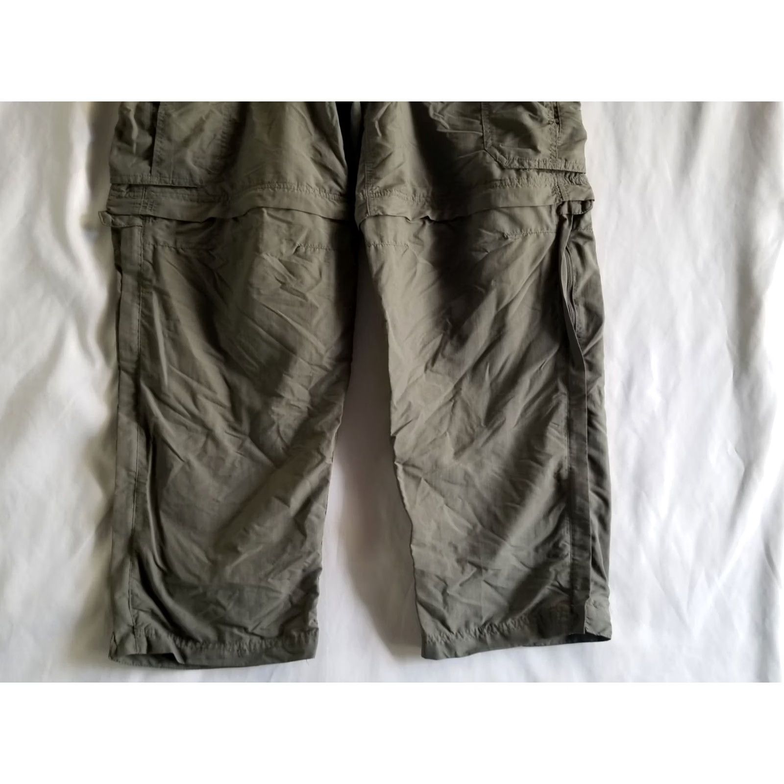 Vintage REI Coop Convertible Pants Mens Medium Gray Nylon Flex Waist Cargo Flat Front Breathable Lightweight Inseam 32in Belt Loops Pockets Olive Gray Size US 31 - 7 Thumbnail