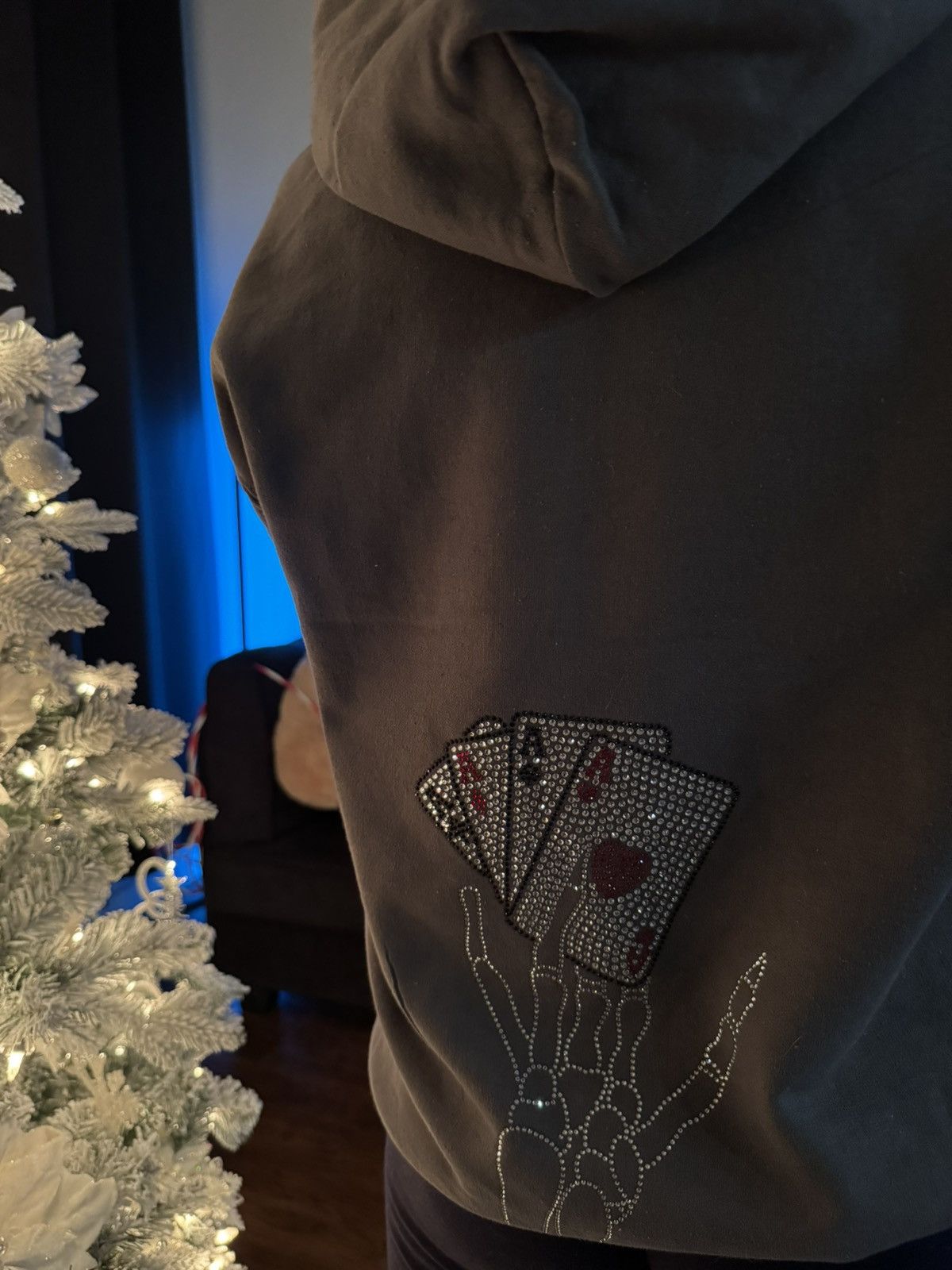 Vintage Rhinestones Poker Cards Cross Vintage Hoodie Size US L / EU 52-54 / 3 - 9 Thumbnail