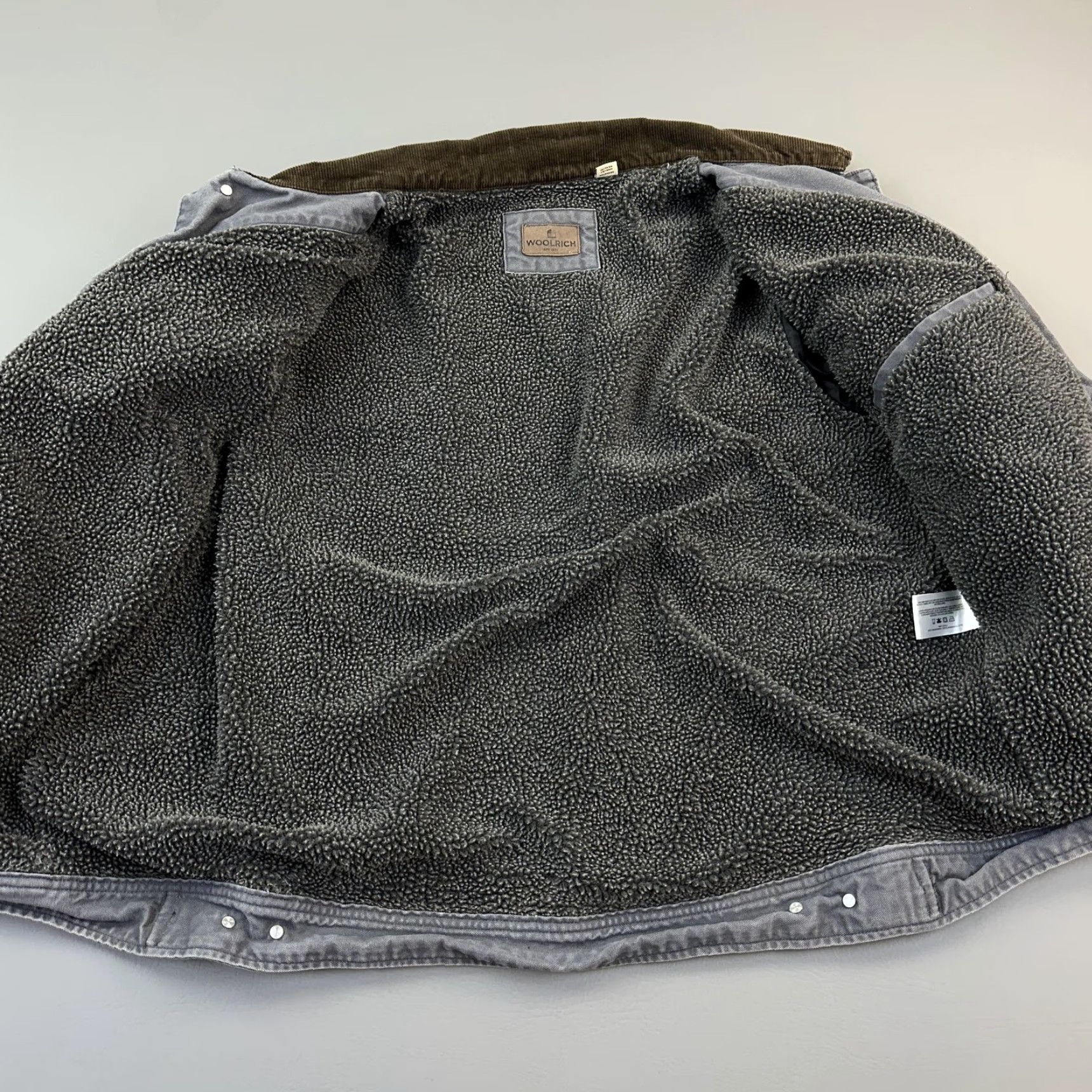 Vintage Woolrich Jacket Mens XL Gray Canvas Sherpa Lined Workwear Corduroy Collar Jacket Size US XL / EU 56 / 4 - 6 Thumbnail