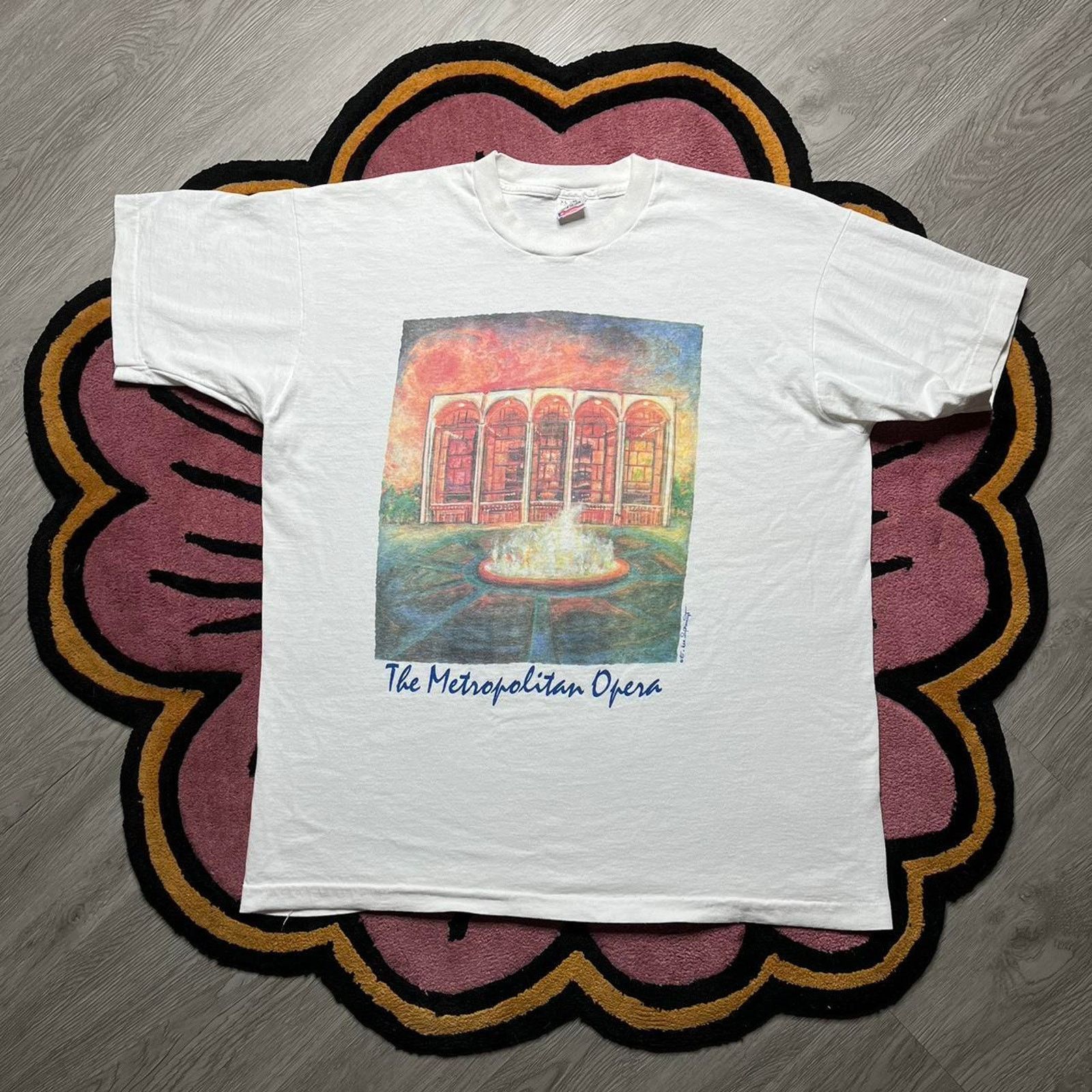 image of 90’S The Metropolitan Opera Monet Style Art T-Shirt in White, Men's (Size XL)