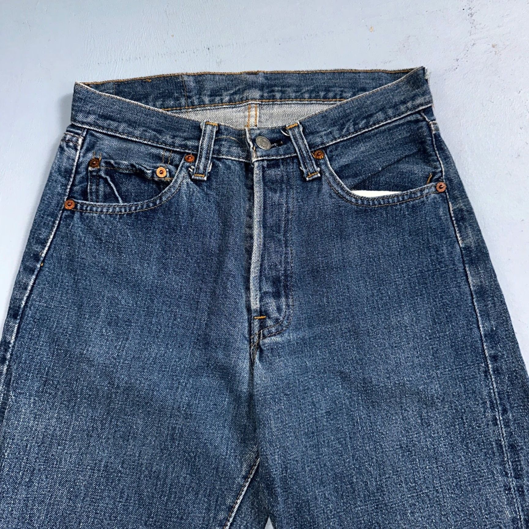 Levi's VINTAGE Levi's 501 Jeans Men Regular 28 Blue Denim Cotton Button 34 Inseam 80s 70s USA Distressed Comfort Straight XX Model 501 XX Size US 28 / EU 44 - 2 Thumbnail