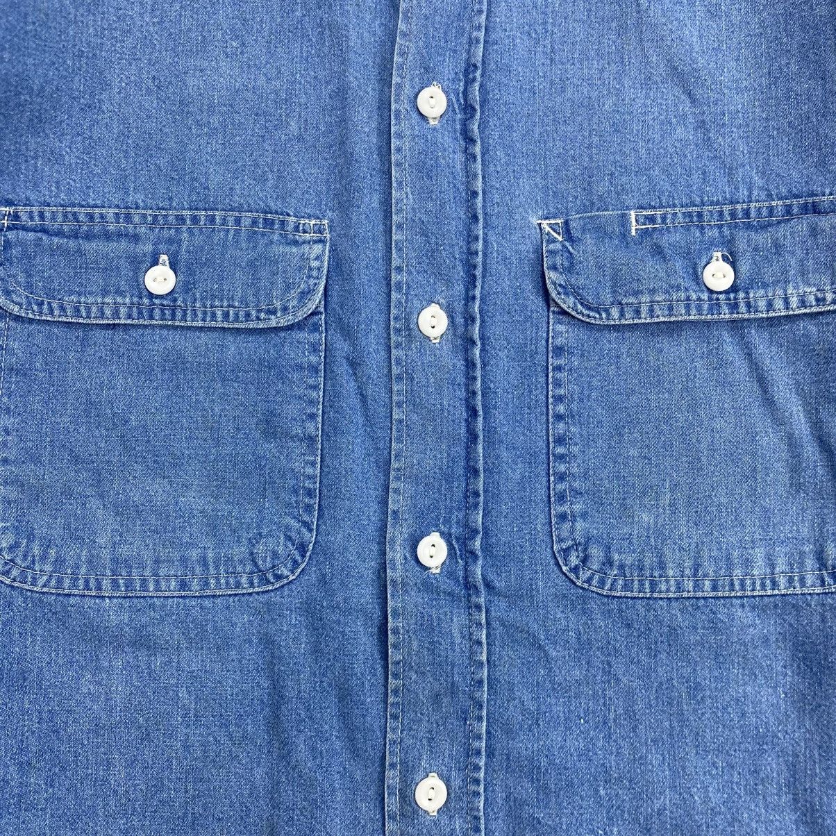 Sugar Cane 1990s Vintage Unique Uniform Sugar Cane Chambray Work Shirt Size US L / EU 52-54 / 3 - 3 Thumbnail